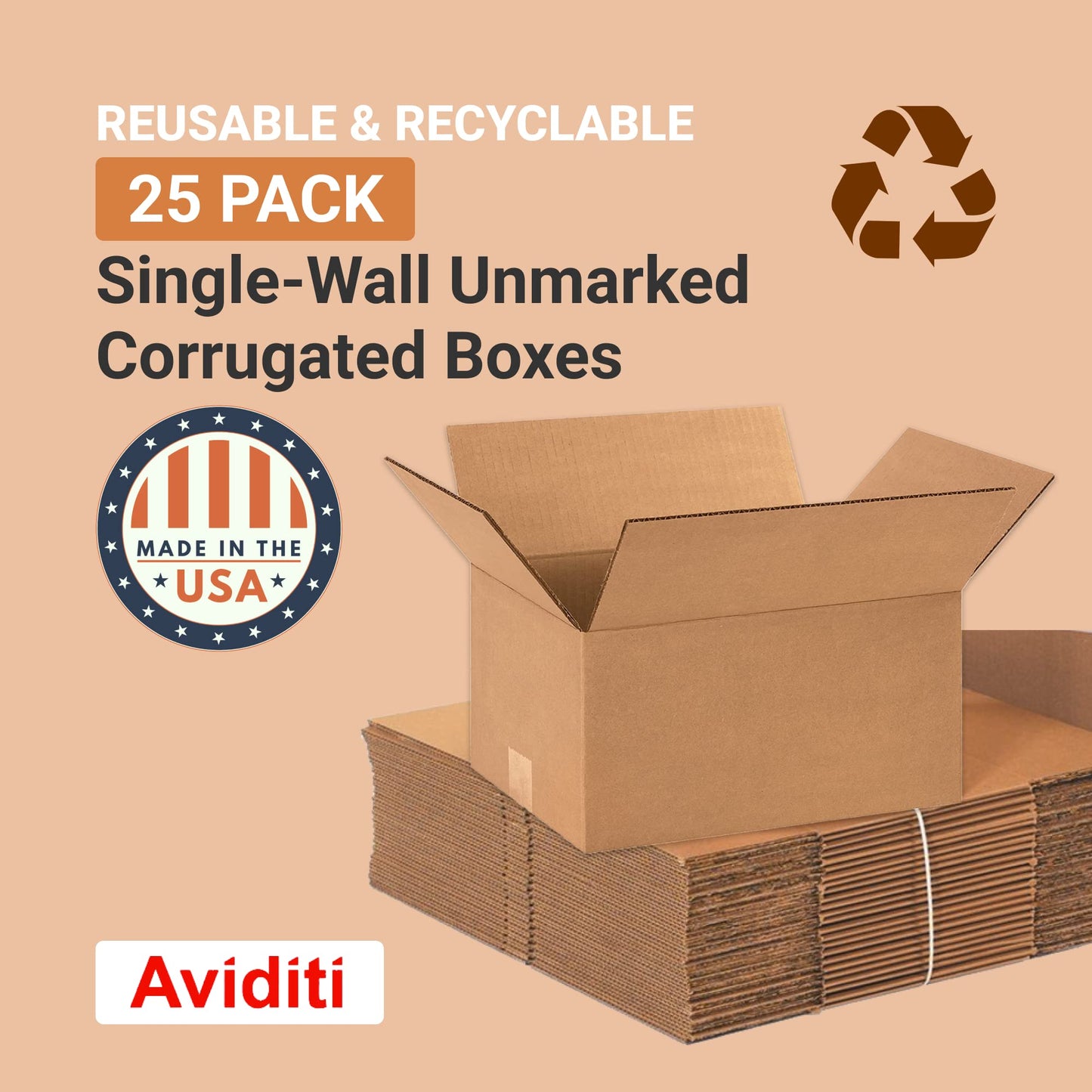 BOX USA Shipping Boxes Small 12"L x 9"W x 6"H 25-Pack - Corrugated Cardboard Box for Moving, Mailing, Packing, Packaging and Storage