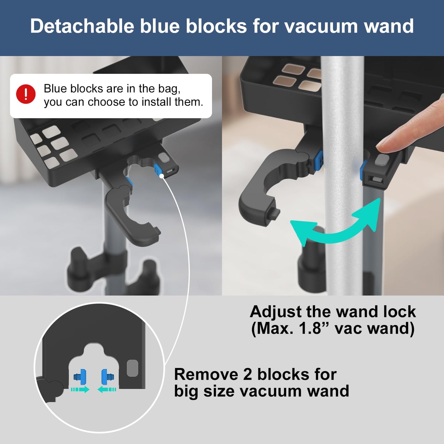 Kodahome Generic Vacuum Stand, Compatible with Bissell Dreame Dyson Eureka Shark More Cordless Stick Vacuums, Universal Standing Dock Station Organizer (Black, Adjustable Tubes)