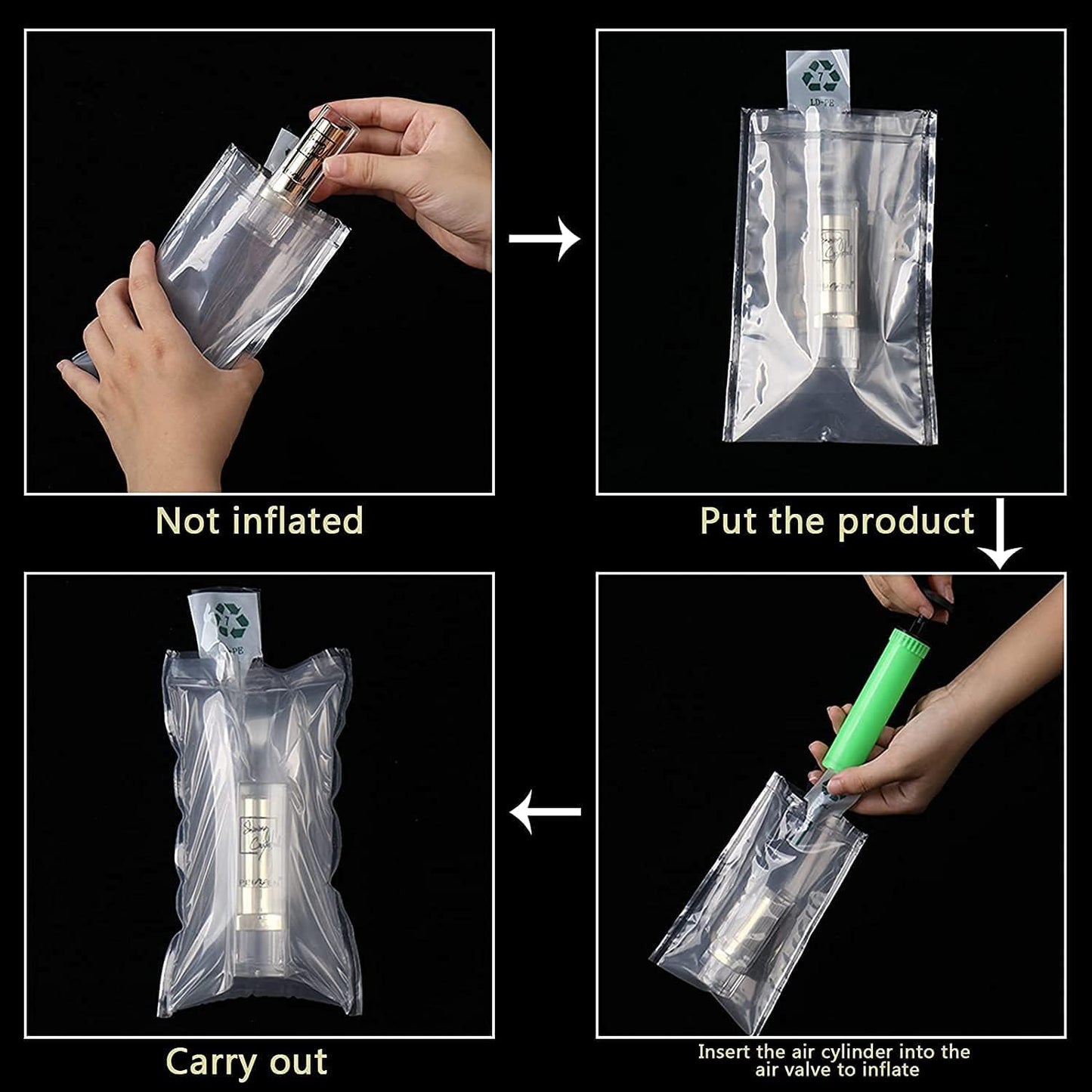 Miupoo Packaging Air Bags,Clear Plastic Inflatable Air Packaging Protector Bag with Free Pump Cushion,Air Cushion Blocking Packaging Bag,4x6 Inches,200 Pieces