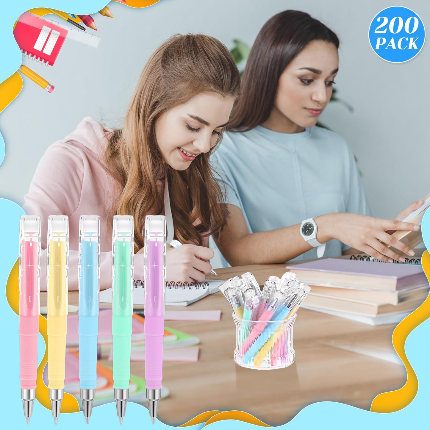 Sayglossy 200 Pack Pocket Mini Pen Bulk 0.5mm Gel Pen Fine Point 4.16 Inch Pocket-sized, Quick-dry Smooth Writing for Journaling, Notebooks, Planner, Office Supplies(Macaron Color)
