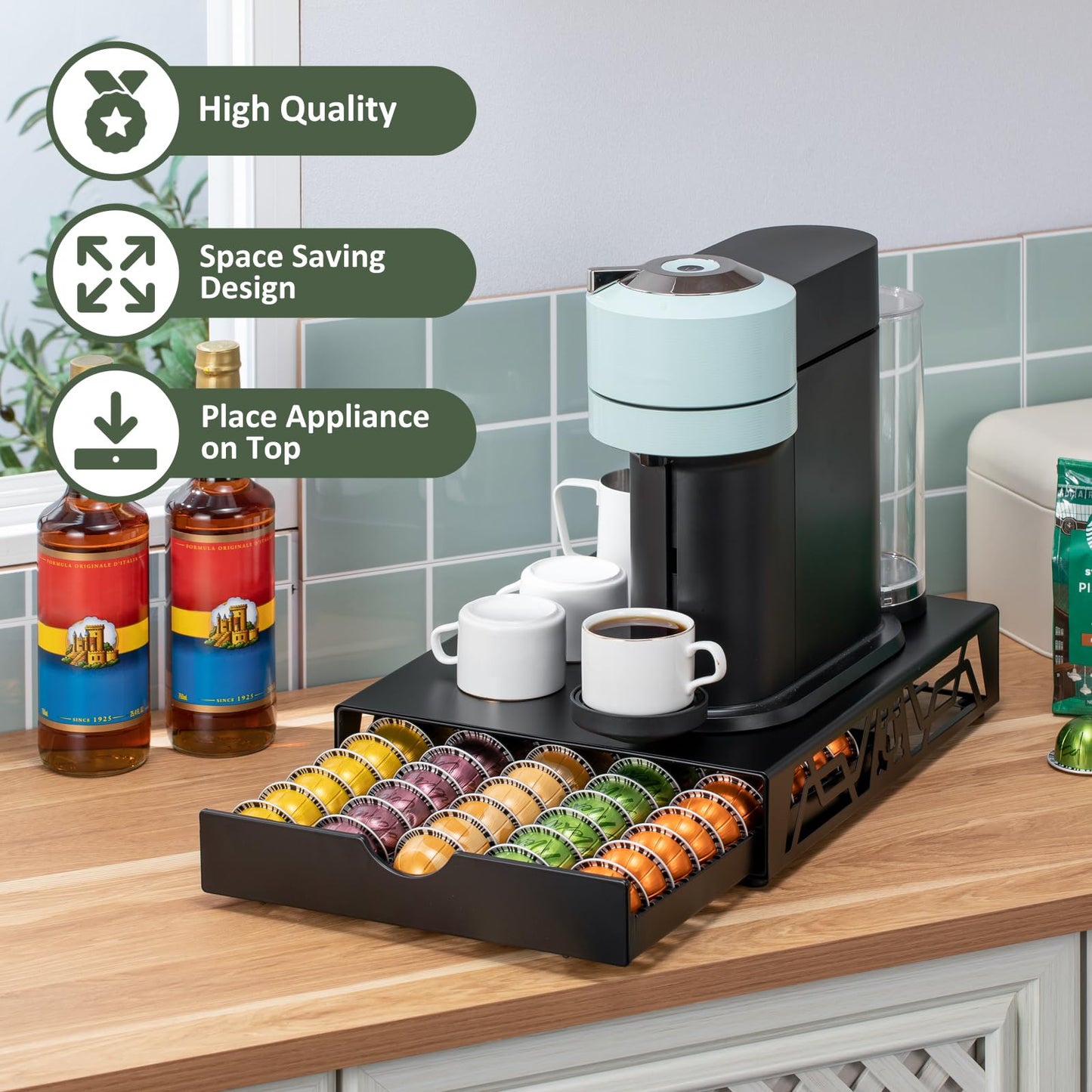 Rice rat Nespresso Pod Holder Pod Drawer Cabinet Pod Storage Rack For Counter,(50 Pods)