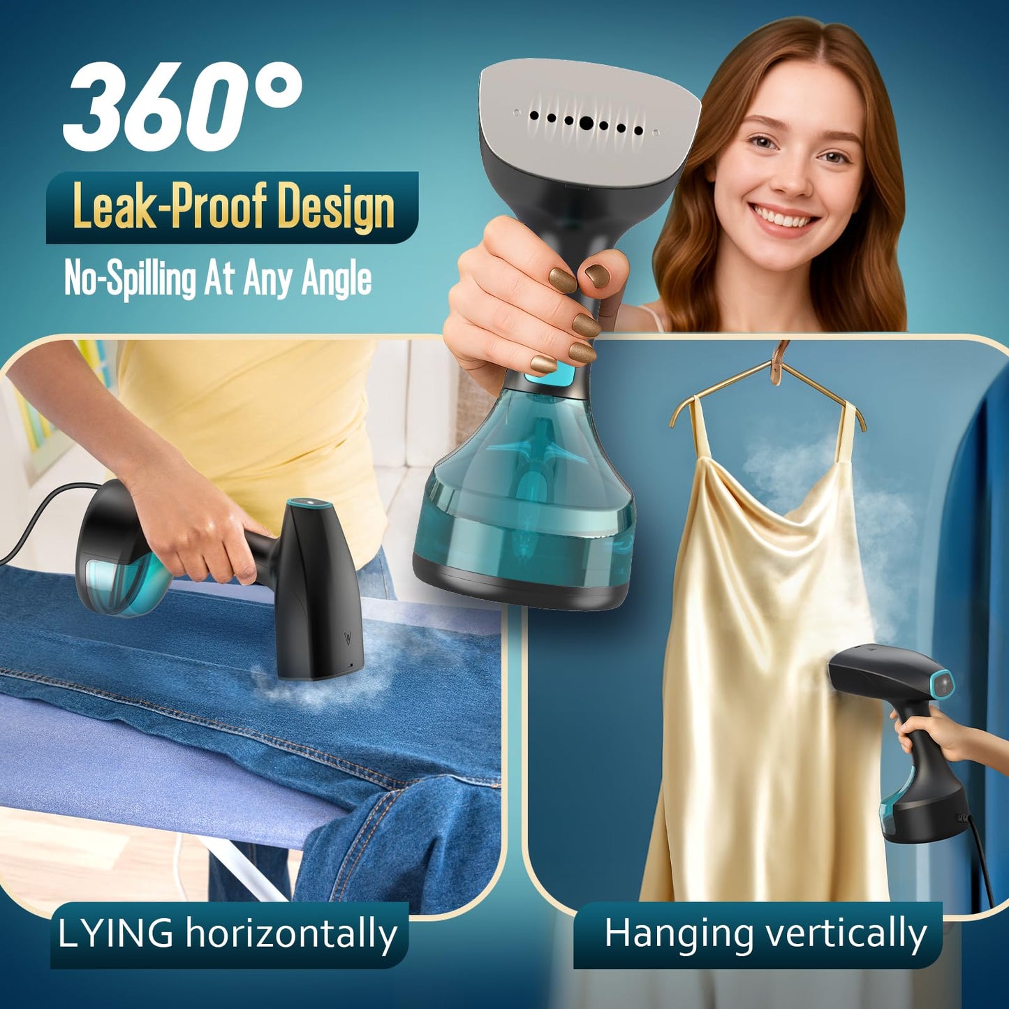 Steamer for Clothes - 1900W Strong Penetrating Steam & Fast Wrinkle Remover Portable Handheld Garment Steamer 3 Steam Settings, Fabric Brush & 300ml Big Capacity, Clothes Steamer Iron for Home Travel