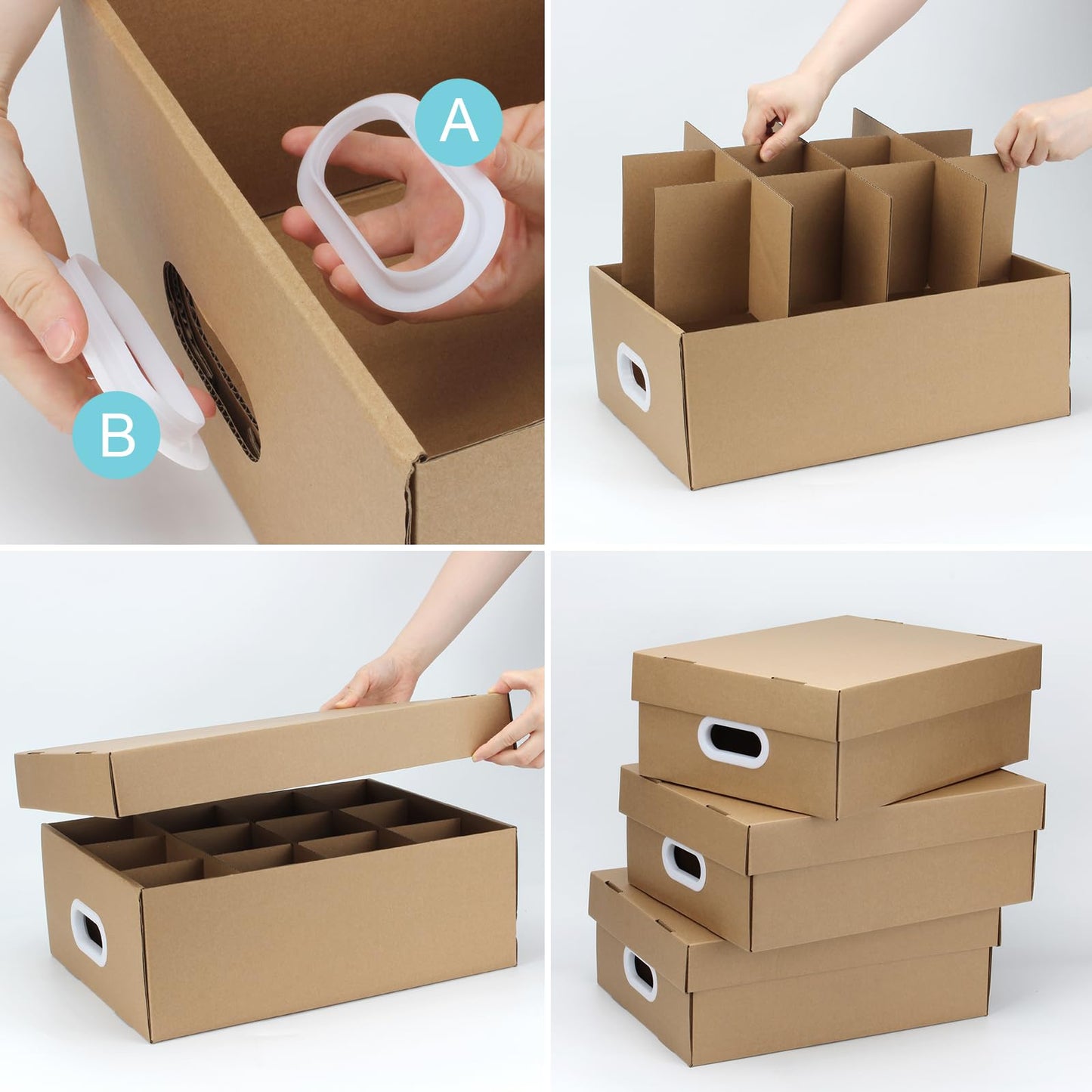 DIICCYO 6 Pcs Cardboard Mason Jar Storage Box for 16 oz Regular or Wide Mouth Jars Canning Boxes with Handles and Dividers, 12 Cells Mason Jar Organizer Canning Jar Storage Boxes
