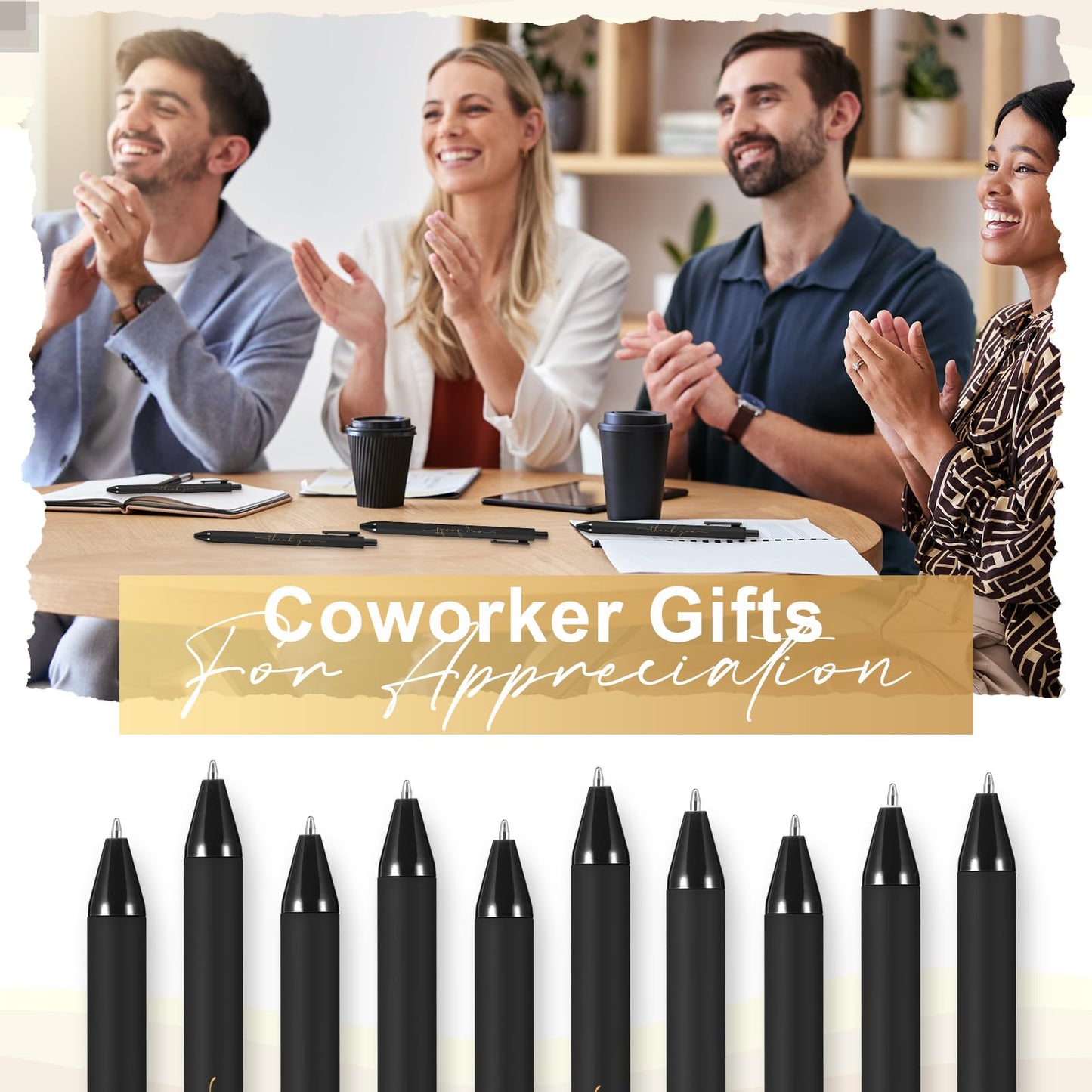 Dispowreath 200pcs Thank You Pens Bulk Cute Multicolor Ballpoint Pen for Server Employee Appreciation Gifts for Wedding Teacher Coworker Office Staff Team Nurse Graduation Baby Shower Party (Black)