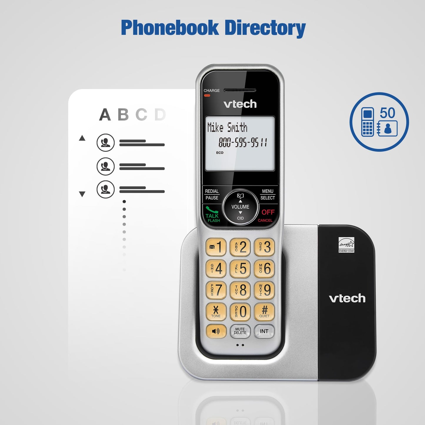 VTech 2-Handsets Cordless Phone System for Home with Call Block, Large Display & Buttons, Backlit Screen, Full-Duplex Speakerphone, Caller ID/Call Waiting, DECT 6.0, Table & Wall Mountable | CS5319-2