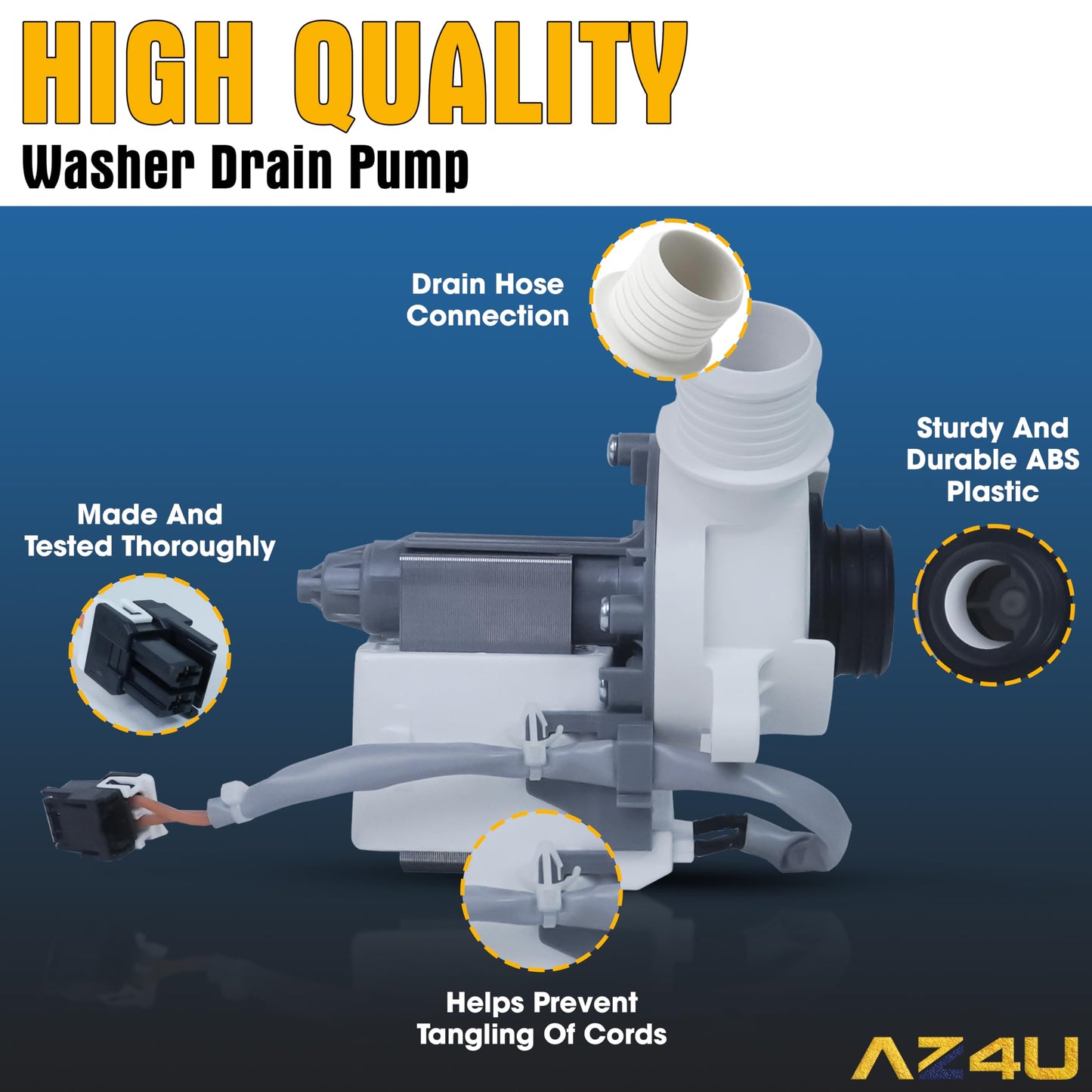 Washer Water Drain Pump Motor Replaces 290D1201G003 B30-3A02 290D1201G001 For GE, Hotpoint HTW200ASK0WW HTW200ASK1WW HTW200ASK2WW HTW200ASK3WW HTW200ASK4WW HTW240ASK1WS HTW240ASK2WS HTW240ASK3WS