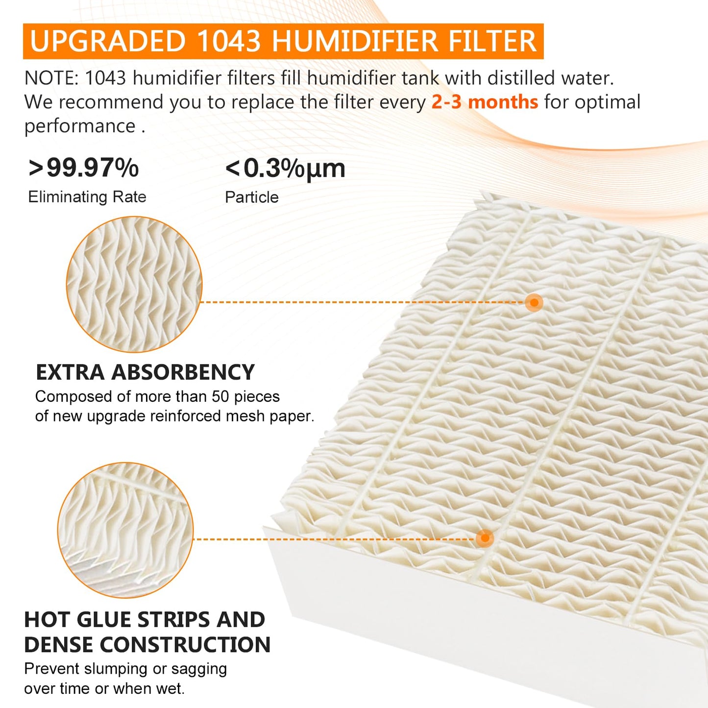 Blutoget 1043 Humidifier Wick Filters 3 Pack Replacement for Essick Air AIRCARE EP9500 EP9700 EP9800 EP9R500 EP9R800 821000 826000 826800 831000 &Bemis Space Saver 800 8000 Series Humidifiers