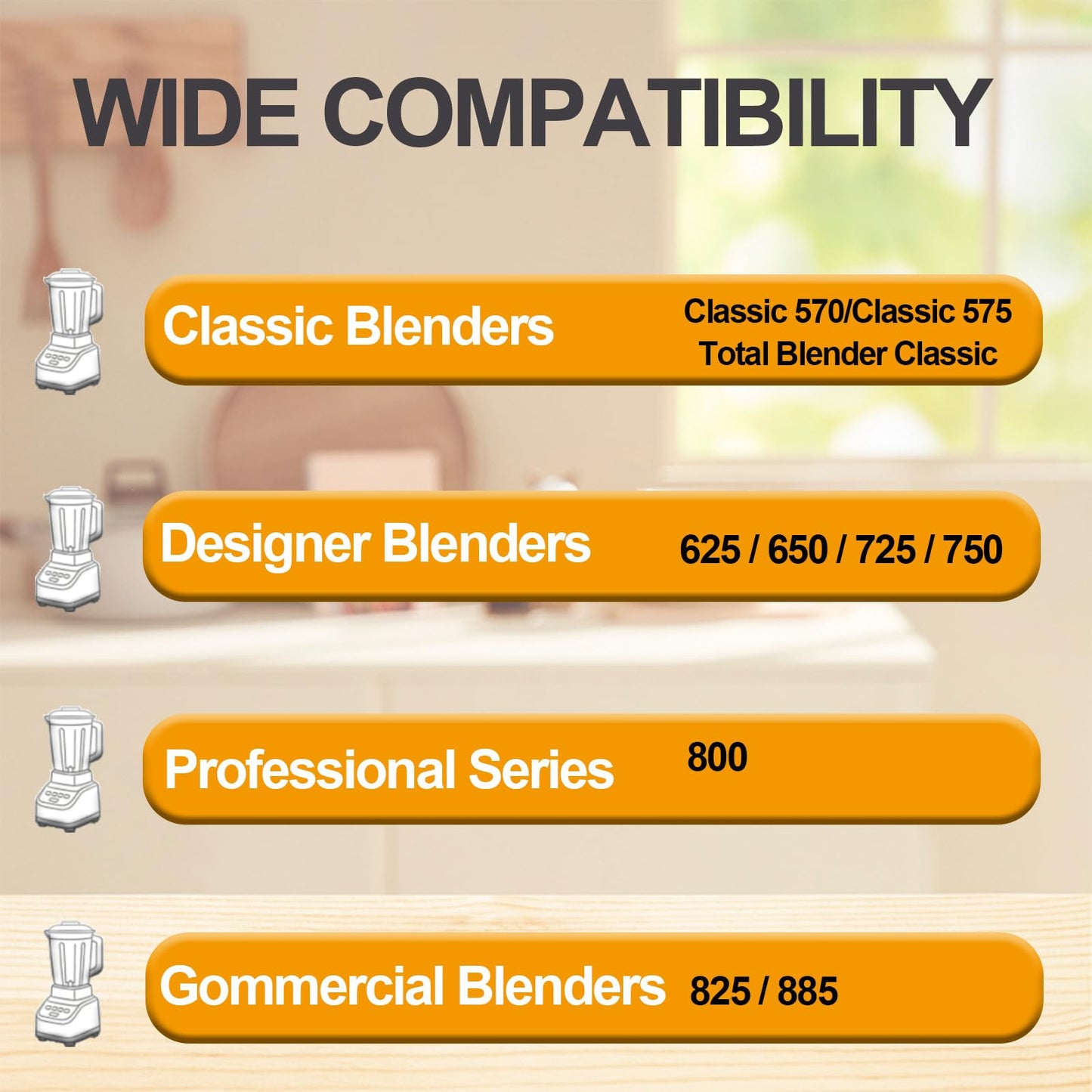 90 oz Replacement Jar for Blendtec Blender, Compatible with 570 575 625 650 725 759 800 825 885 Models, Fits Classic/Designer/Pro/Commercial Series, Includes Container, Blade & Lid