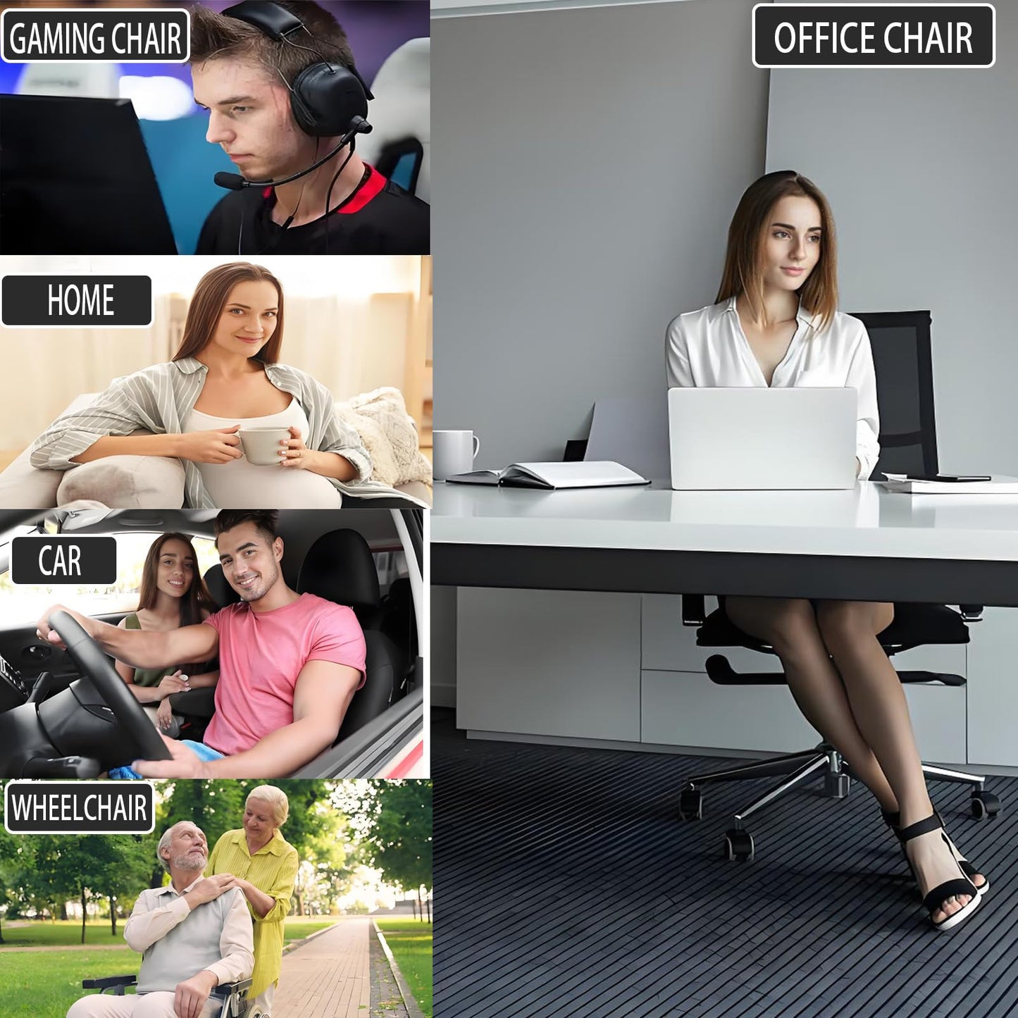 Seashell Memory Foam Seat Cushion -for Office Chair, Truck seat, Car Seat,Desk Chair, Airplane L-Shaped Back Support & Sciatica Relief & Tailbone Coccyx Pain Relief for Long Sitting and Driving(B&G)