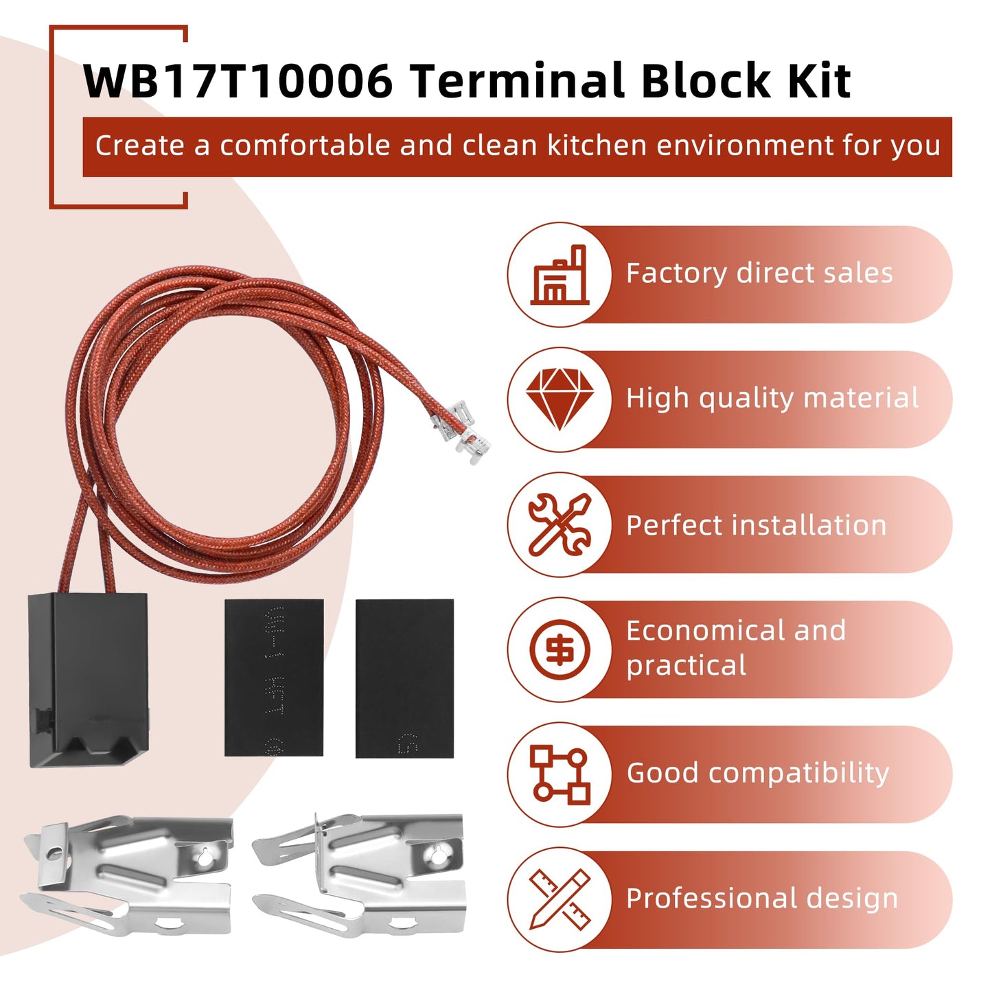 WB17T10006 Terminal Block Kit&Electric Stove Burner Element Replacement 2*WB30M1(6") 2*WB30M2(8")-4Packs Set Compatible for GE HotPoint Kenmore Range/Stove by MIFLUS