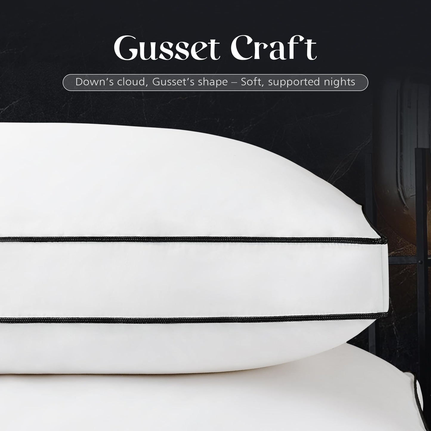 Mosluna Feather Down Pillows King Size Set of 2, Luxury Hotel Collection Bed King Pillows 2 Pack, Down Gusseted Pillow for Sleeping, Soft Fluffy Medium Firm for Side Back Stomach Sleepers 20x36 in.