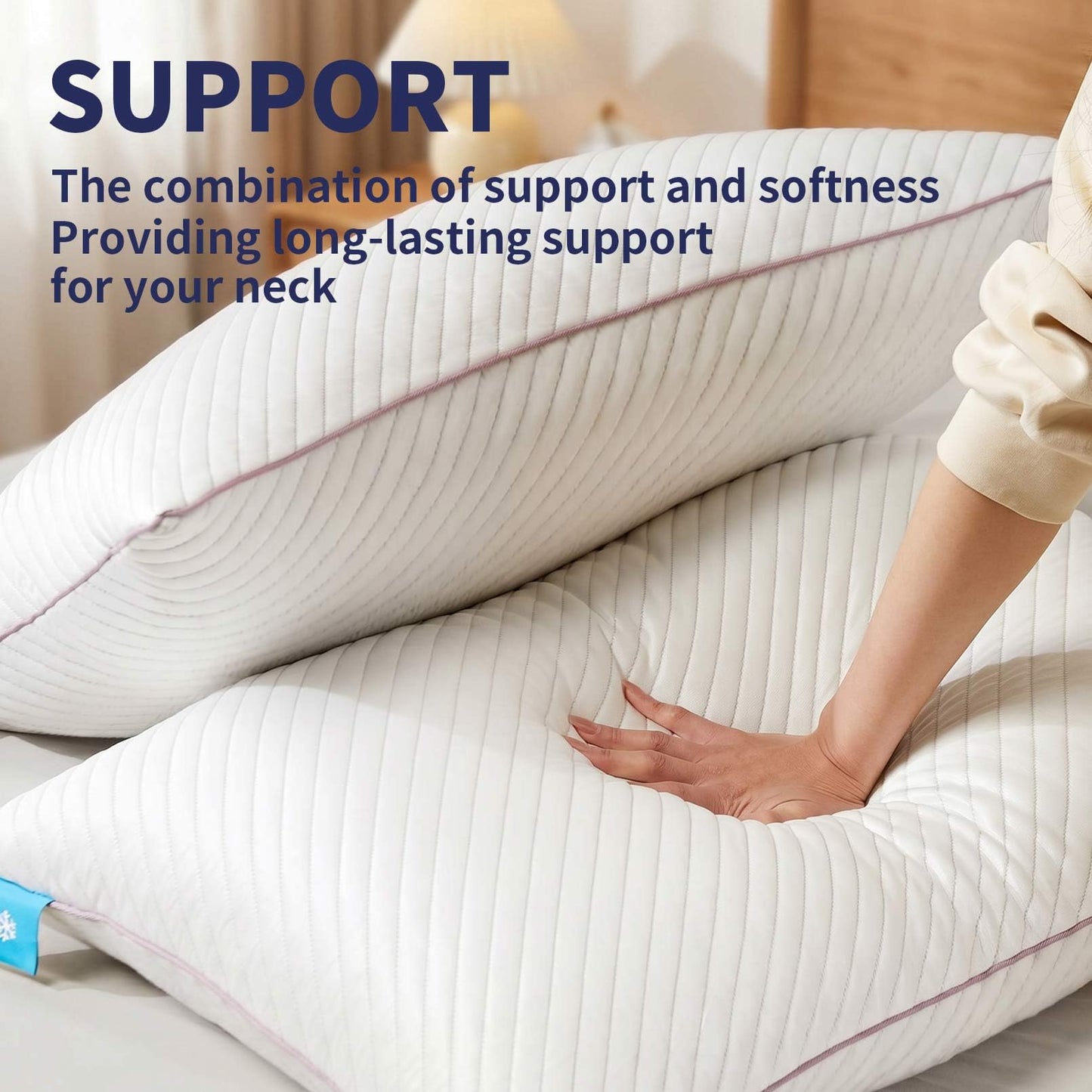 Olaftin Shredded Memory Foam Cooling Pillows 2 Pack,King Size Bed Pillows for Side,Back & Stomach Sleepers