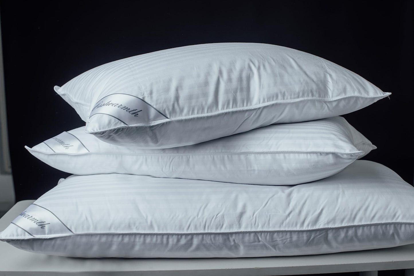 Eastwarmth Goose Down Feather Soft Pillows One Pillow 100% Cotton Supportive Bed Pillow Stripe White Color Standard Size 20x26 inch