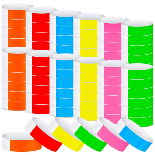 Tudomro 2400 Pack Neon Paper Wristbands Bulk - Waterproof, Lightweight, Adhesive - Concert, Events, Party for Hand Wrist Arm Identification(Multicolor)