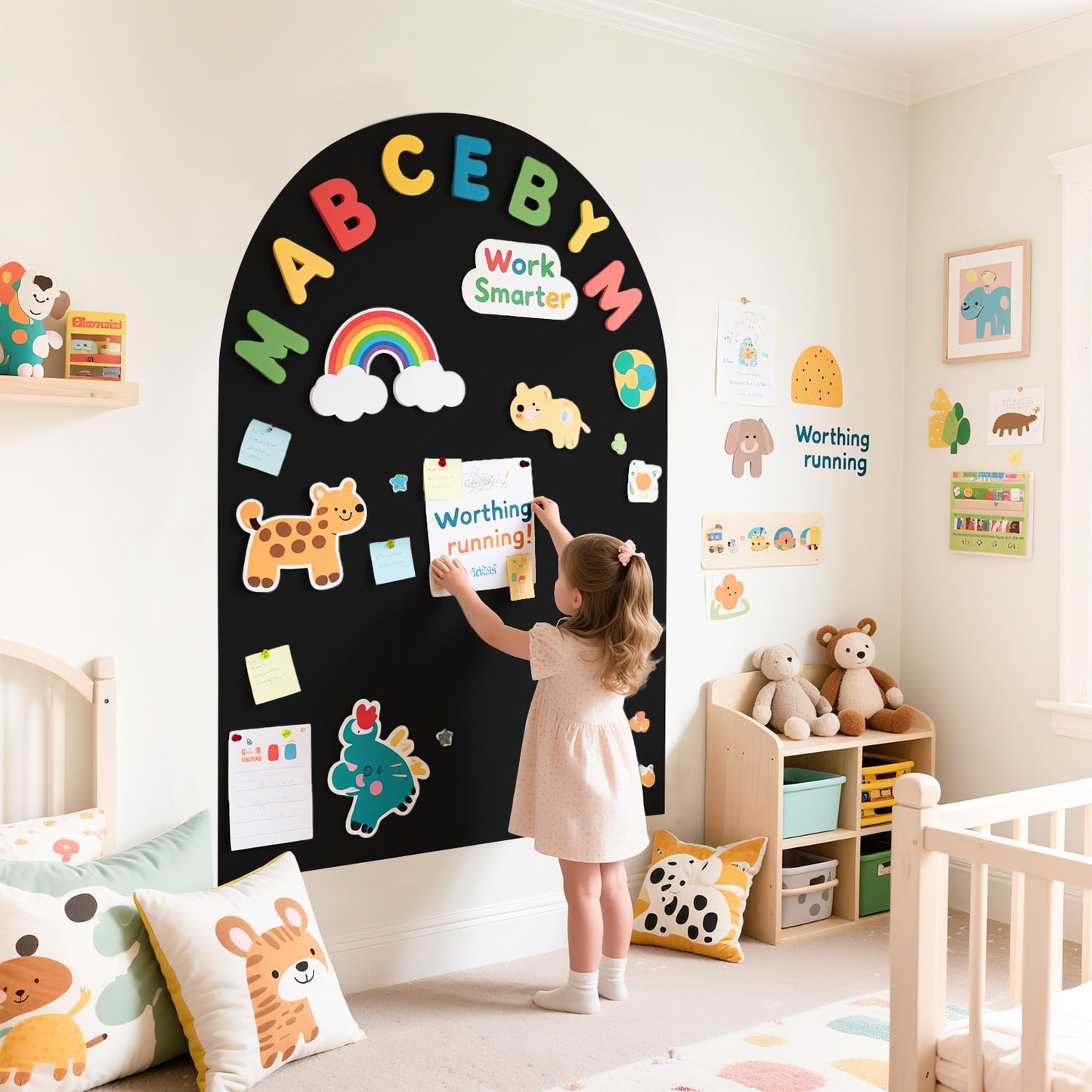WUPIOS Magnetic Wall Decal Arch 40x32 inch Magnet Wall for Kids Chalkboard Adhesive Blackboard Magnetic Wallpaper Chalk Board Magnetic Wall Decal for Kids Playroom for Home Playroom Classroom Black