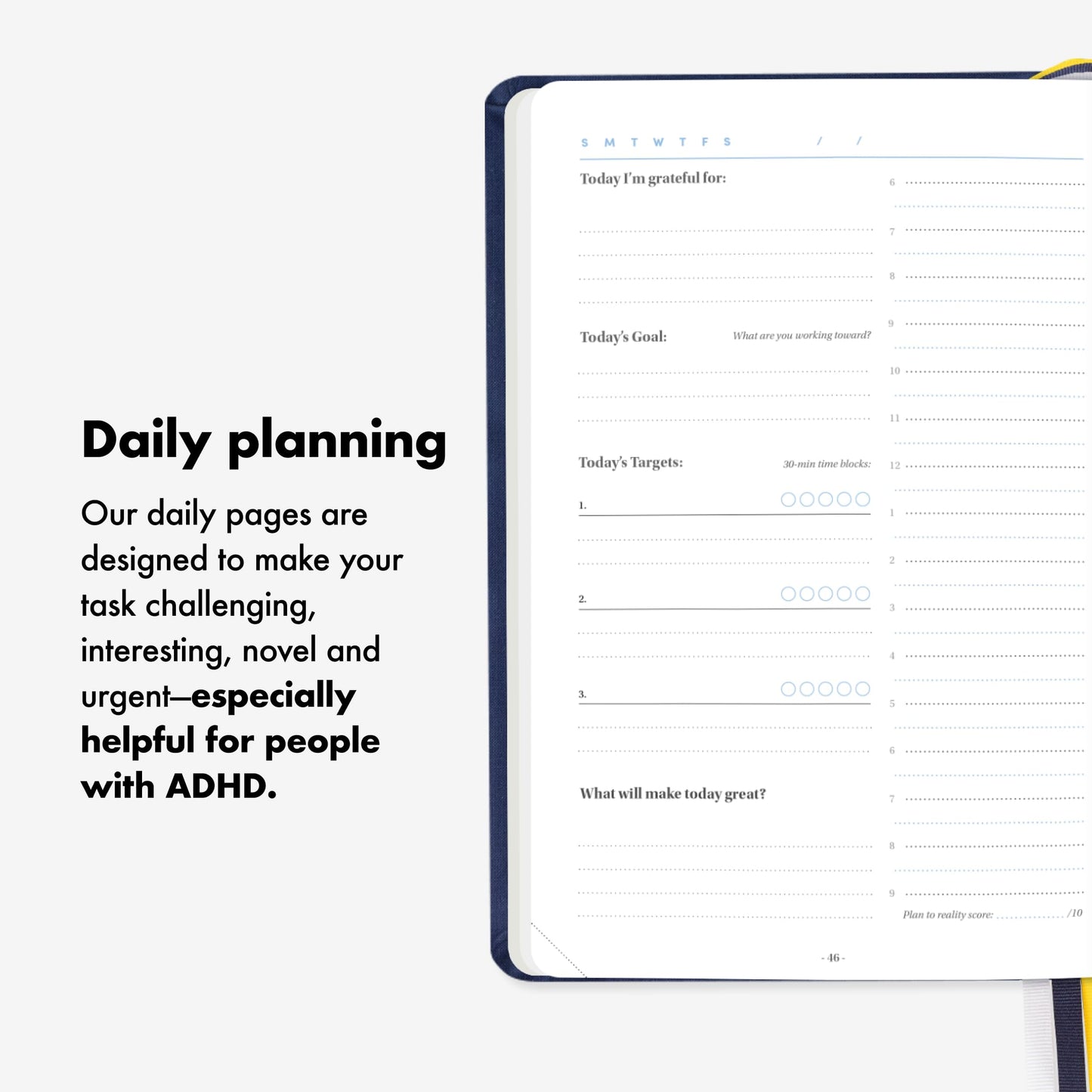 BestSelf 13-Week Self Journal & Goal Planner – Undated Daily ADHD-Friendly Journal for Men & Women | Productivity, Gratitude, Reflection & Habit Tracker | 2026 Life Organizer with Prompts, Black