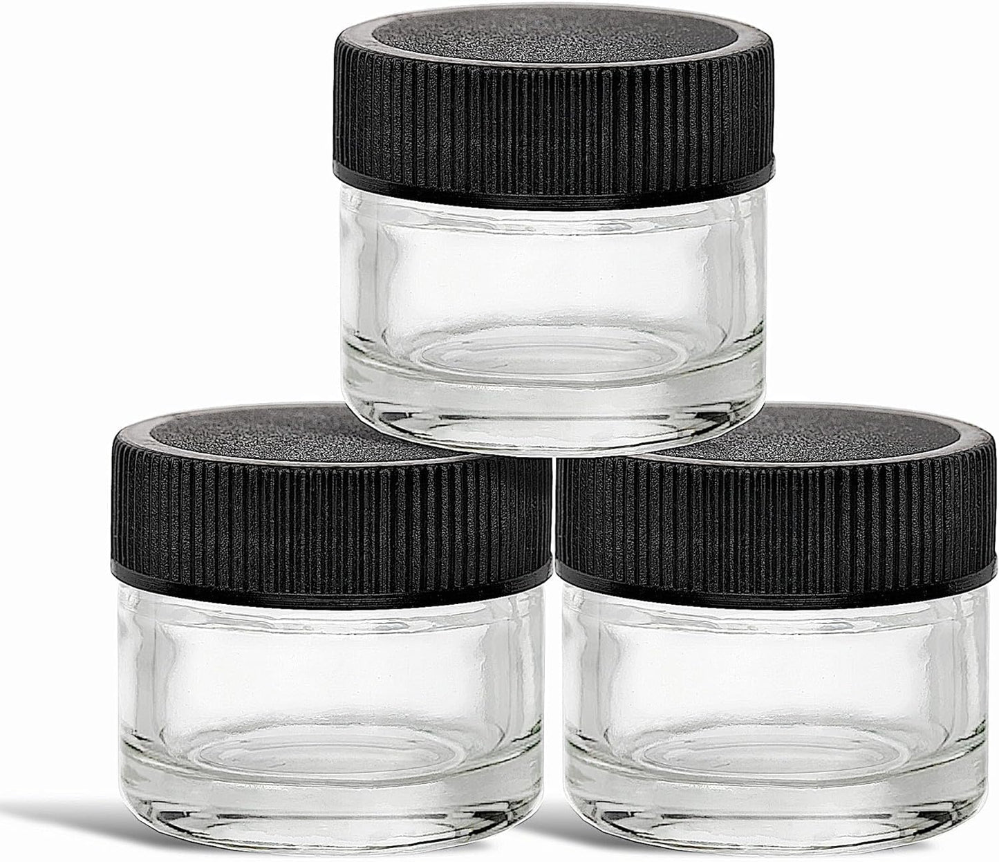 (200 Pack) 5ml Thick Glass Jars with Black Lids - Airtight Containers for Oil, Lip Balm, Wax, Cosmetics - Mini Refillable Jars Great for Travel, Samples, & More