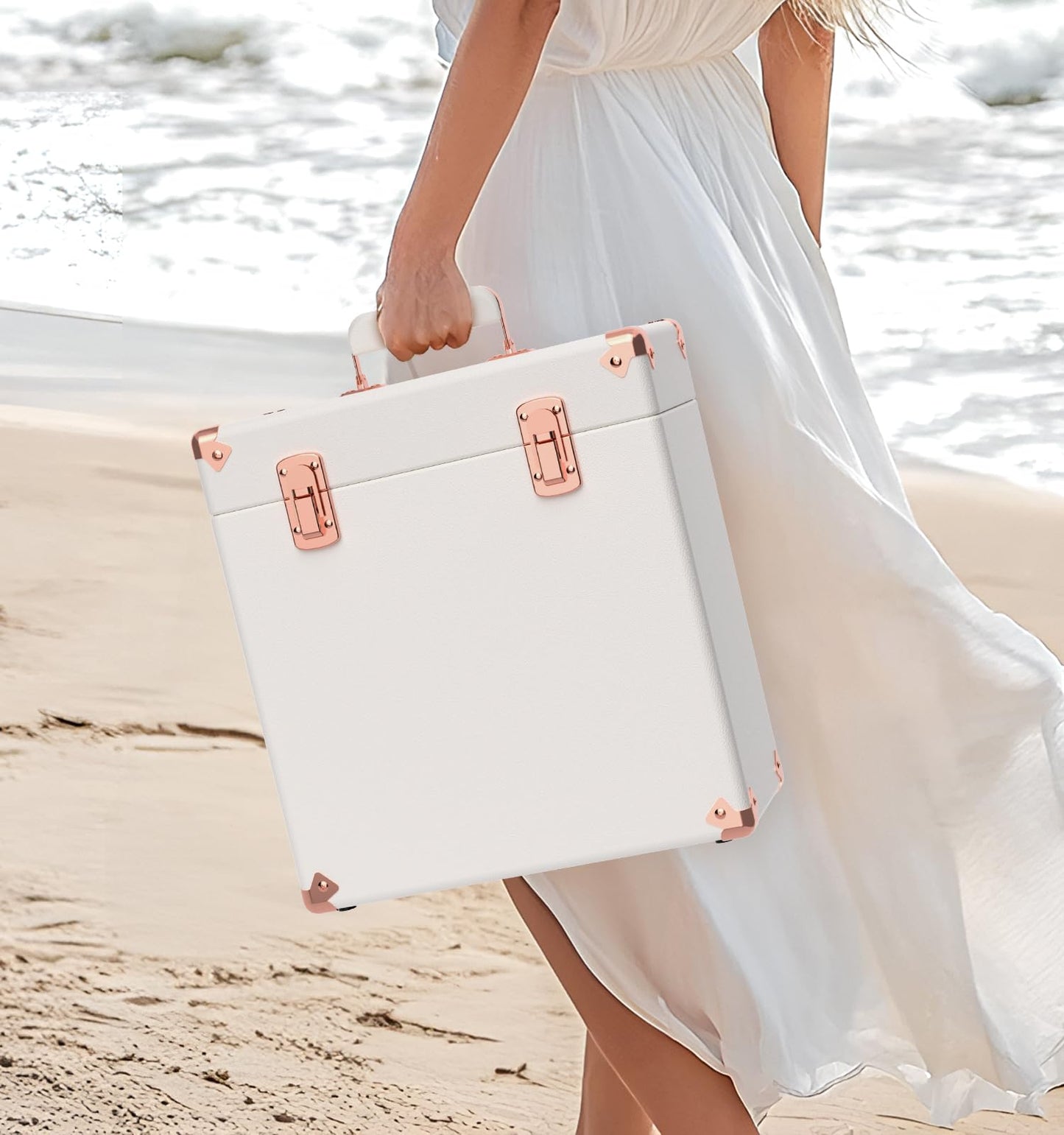 Vinyl Storage and Carrying Case - Waterproof LP Caddy, Dustproof Portable Organizer, Collector's Showcase - Holds 50 7-12 Inch Records - Ideal for Theater Rooms and Rare Collections
