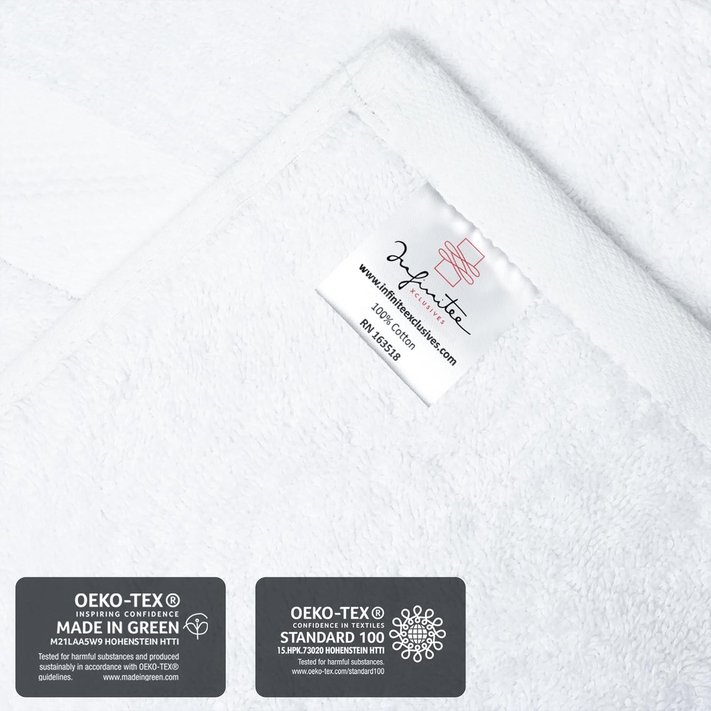 Infinitee Xclusives White Hand Towels for Bathroom - Set of 6 (16x28 inches) 600 GSM, 100% Cotton Ultra Soft, Quick Drying, Hotel Quality Hand Towel Set (Brilliant White, Hand Towels)