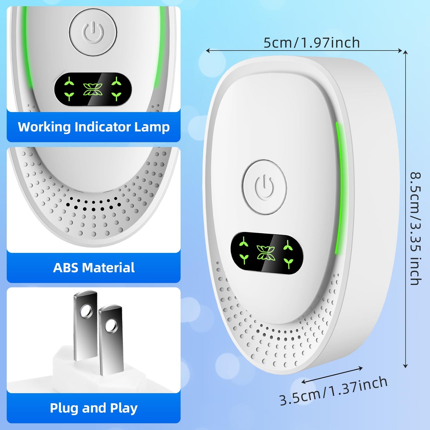 2026 Upgraded Air Ionizers for Dust Mites Smoke- 8 Pack Whole House Coverage,Plug in Air Purifiers for Home,Silent Electronic Air Ionizer for Allergies,Pet Dander&Odor, Steady Green Indicator Light