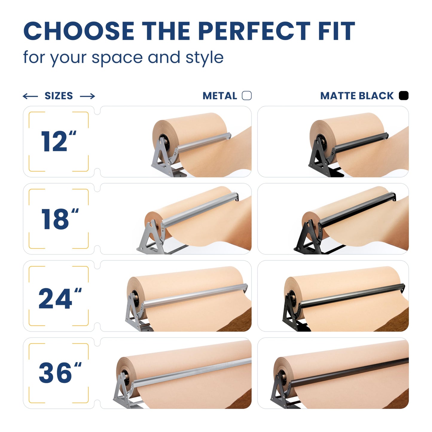 DIY Crew 18 Inch Paper Roll Dispenser and Cutter - Heavy-Duty Wall Mountable, Non Slip Tabletop - Kraft, Freezer, Butcher Paper - Up to 1000ft Rolls