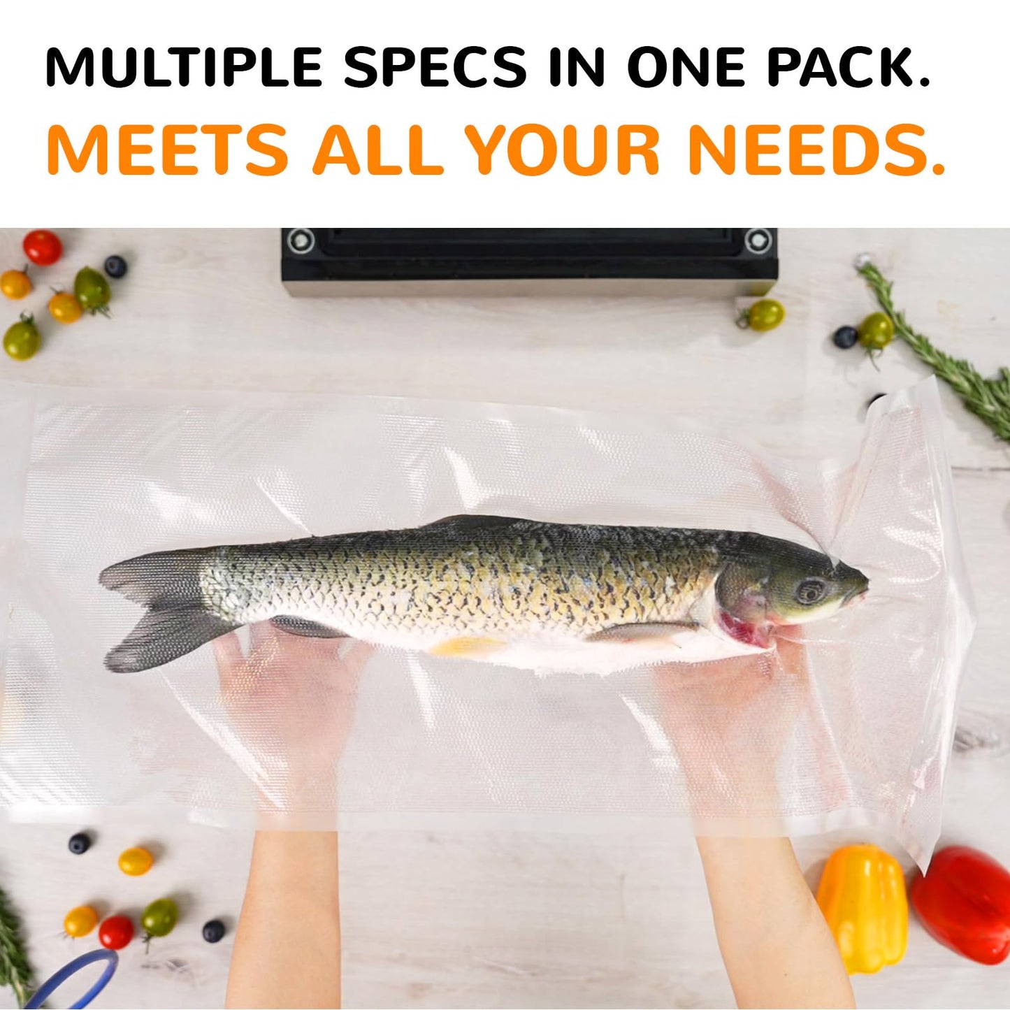 Multi-Size Sealing Solution Vacuum Sealer Bags & Rolls – 100x 6''x10'', 100x 8''x12'', 3 Rolls 11''x20', 3 Rolls 8''x20' – Premium Commercial-Grade for Food Storage, Meal Prep, & Sous Vide, Wevac