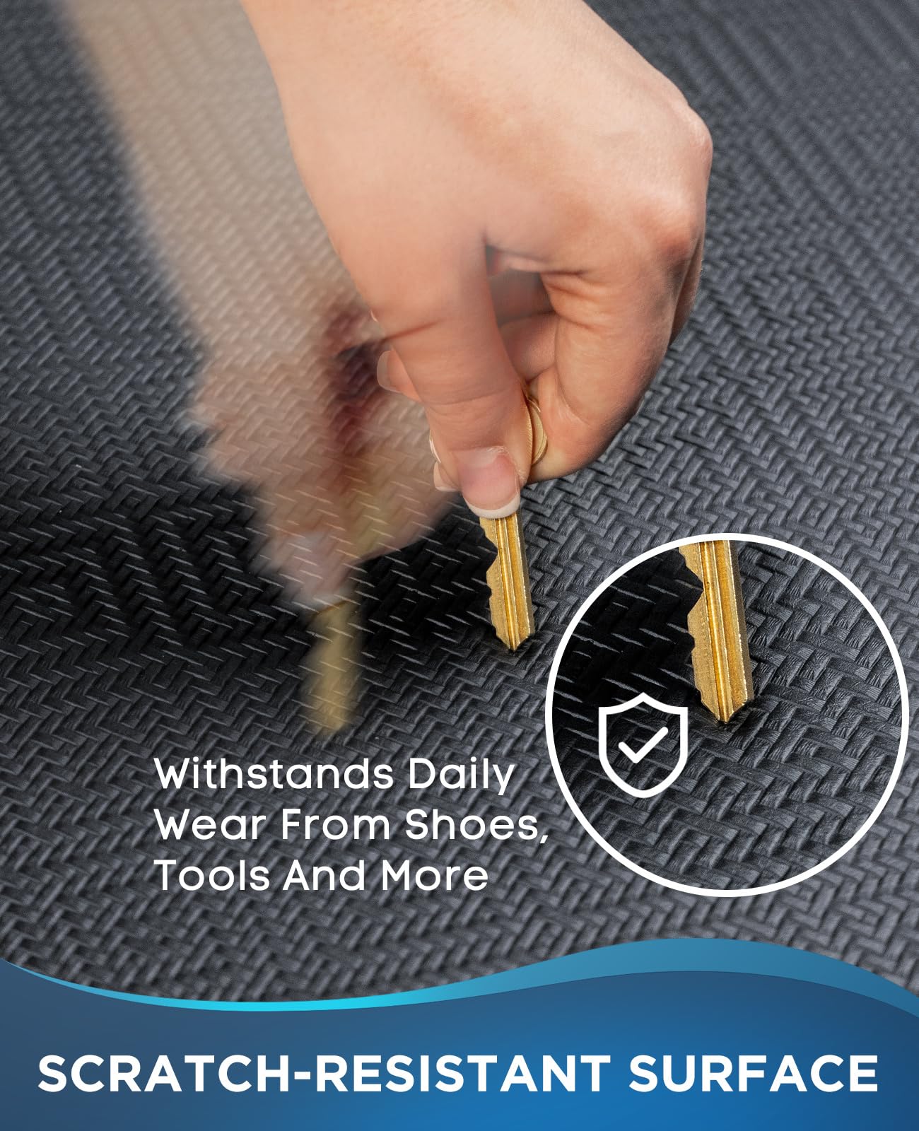 Ophanie Kitchen Mats for Floor, 3/4 inch Thick, 17x28 Anti Fatigue Cushioned Mat, Kitchen Rugs, Waterproof, Comfort Ergonomic Standing Mat for Office, Home, Sink, Black Non-Slip Ridged Bottom