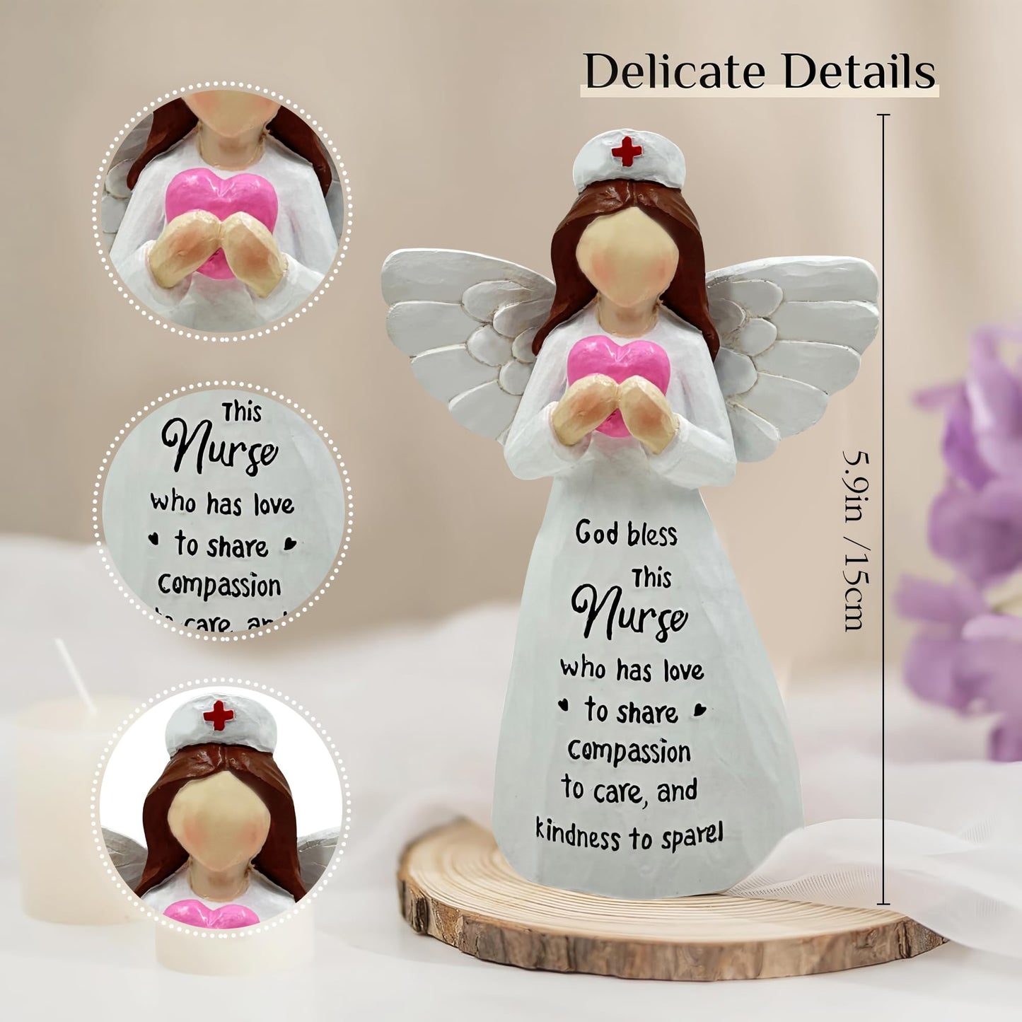 Bozspacer Nurses Gifts - Hand-Painted Nurse Angle Figurine for Women, Nurse Practitioner, RN, Healthcare Workers - Graduation and Medical Graduates Resin Doll - 5.9 Inches Decor for Christmas