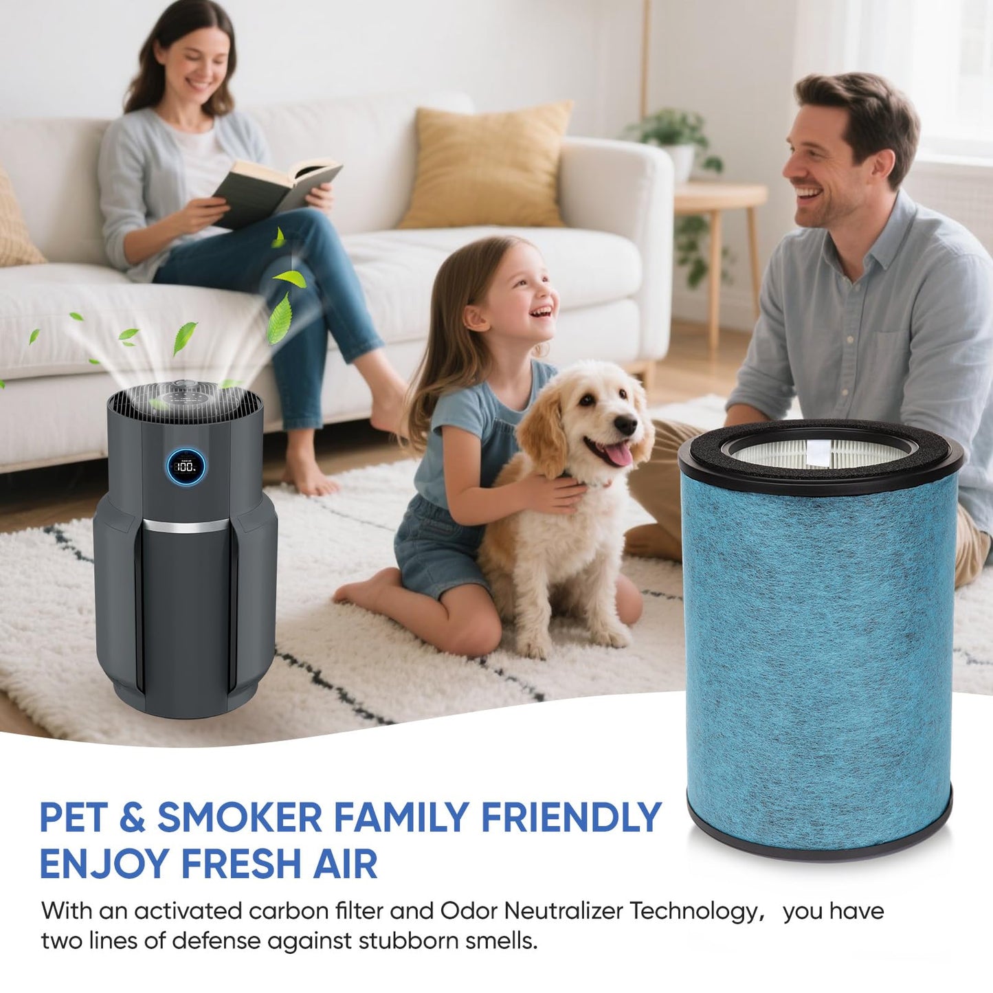 HP302 HP301 Replacement Filter Compatible with Shark HP300 Series Never-Change Air Purifier, True HEPA Filter for HP301, HP201, HP202, HC232 Series, HC501 Series Air Purifiers Part # HE3FKPET