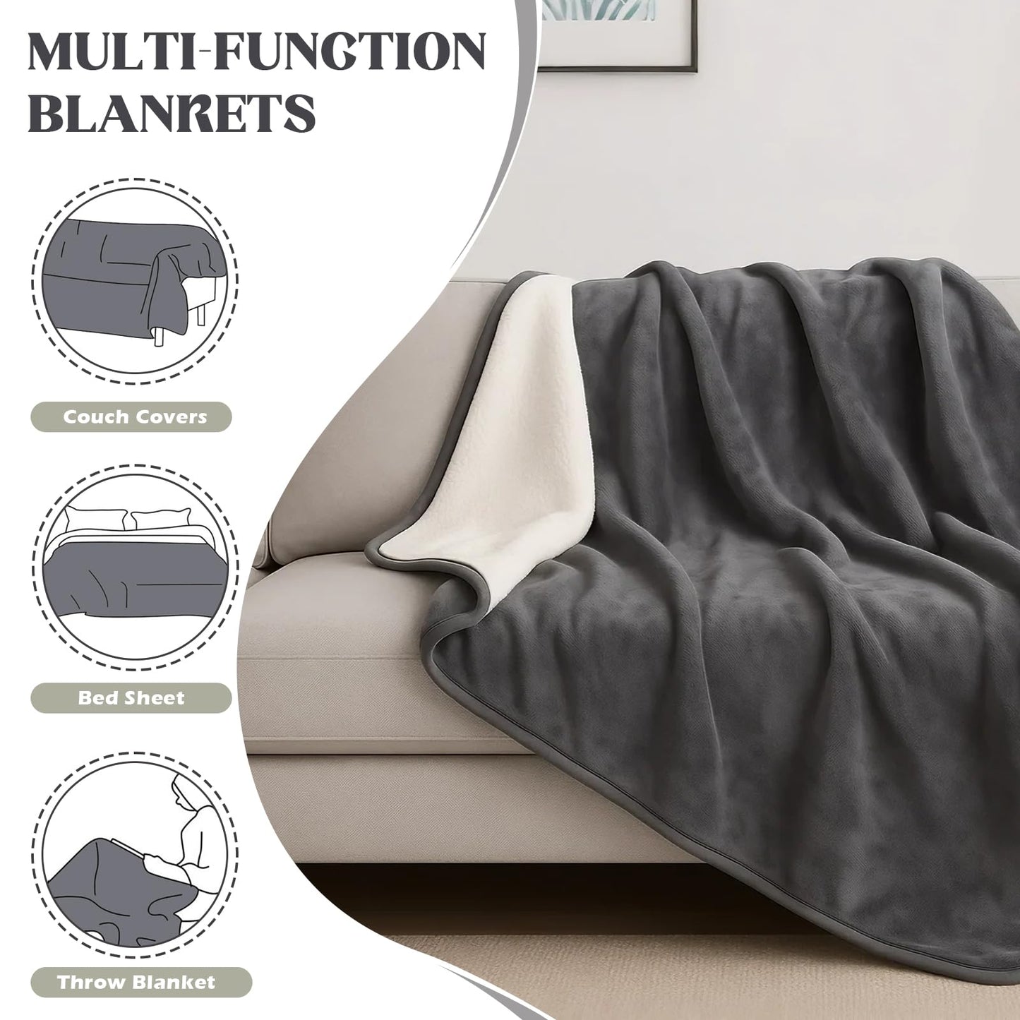 DOVIROS Waterproof Blanket for Bed Intimacy, Love Blanket Waterproof and Stain Proof, Absorbent, Washable Bed Protector for Couples, Liquid-Resistant Throw for Mattress Protection (80x60 Inch, Grey)