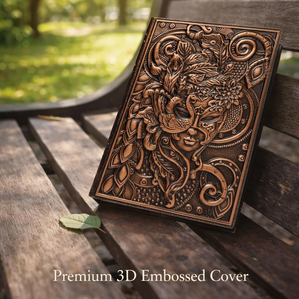 A&V NOVA Gift Journal for Women – Vintage 3D Embossed Goddess Journal, PU Leather Hardcover Notebook, Premium Lined Pages, Elegant Gift Box with Ribbons, Create Your World Writing Journal, 200 Pages