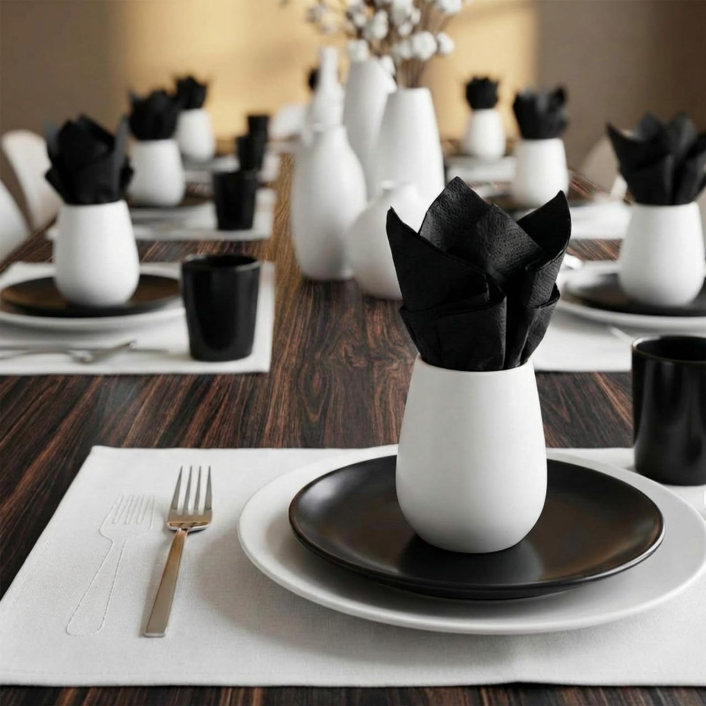 Henoyso Black 1000 Pack 2 Ply Cocktail Napkins Bulk Disposable Dinner Beverage Paper Napkins for Wedding Bar Party Birthday Cocktail Holiday Elegant Restaurant Event (Premium)