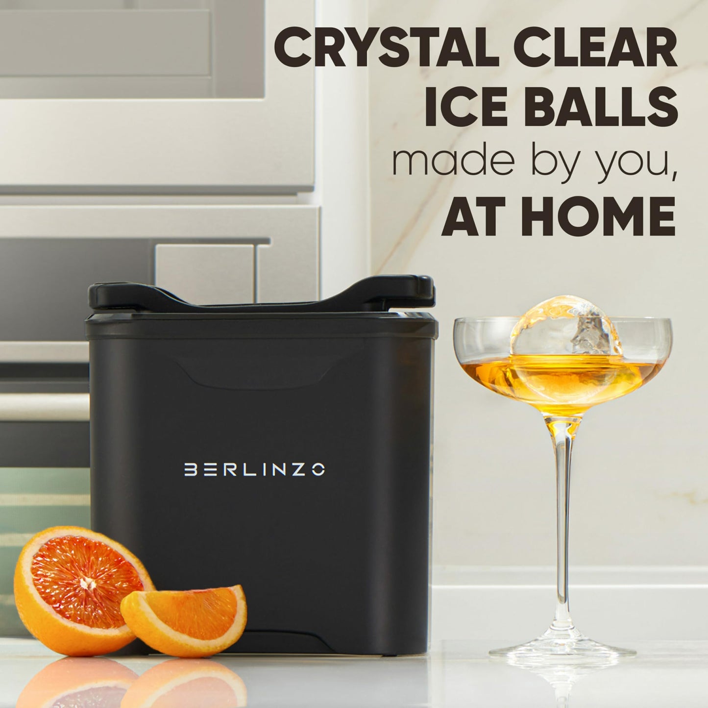 Berlinzo Premium Clear Ice Ball Maker Mold - Best Gift for Dad & Whiskey Lover - 2 Large 2.4" Crystal Clear Round Balls - Easy-to-Remove Ice Sphere Mold - Storage Bag Included (Non-Electric)