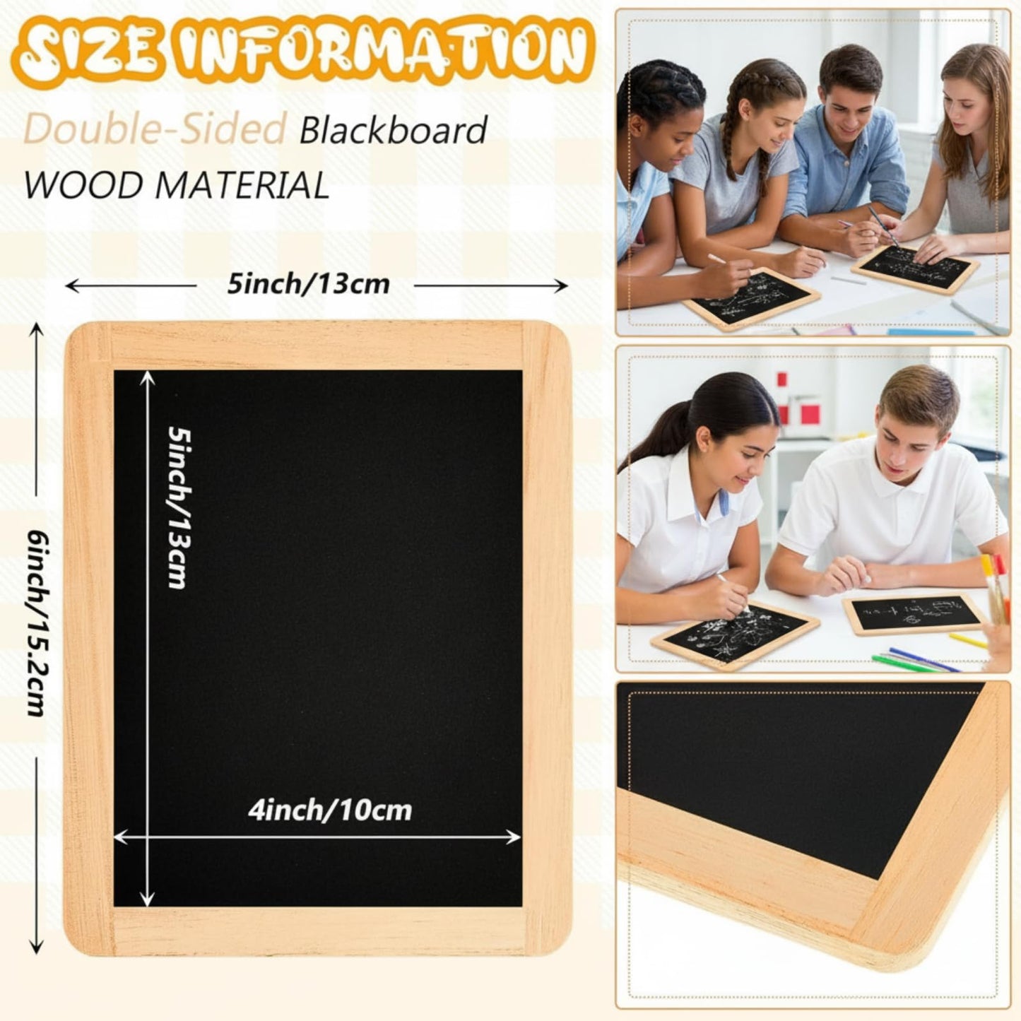 Chinco 24 Pcs Small Slate Chalkboard Mini Chalk Board with Frames Mini Board Signs School Supplies for Classroom Home Office (6 x 5 Inch,Wood)