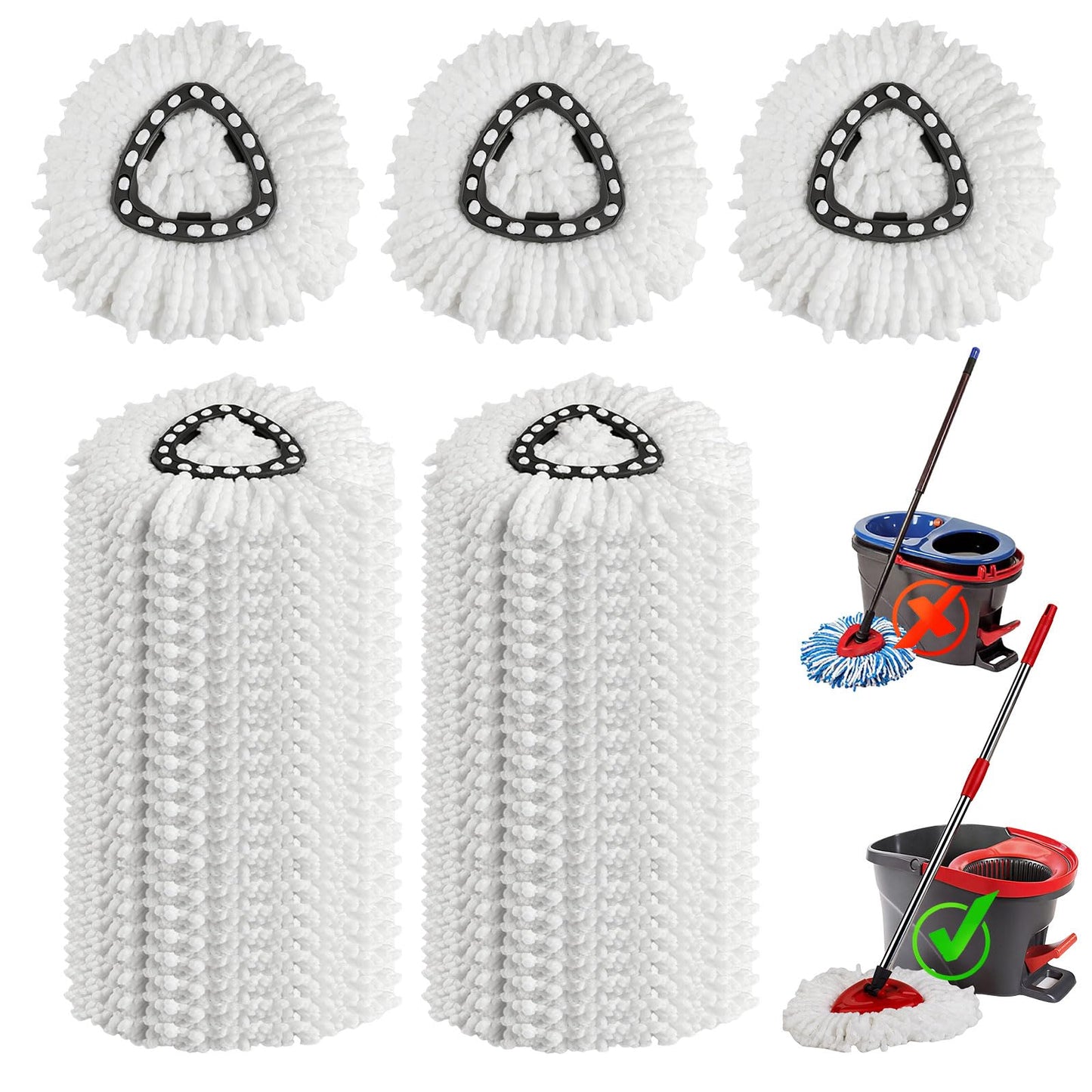 20 Pack Spin Mop Refills Head, Mop Heads Replacement for Spin Mop, Washable Microfiber Mop Replace Head Spin Mop, 360°Spinning Micro Replacement Mop Head for Easy House Cleaning Floor Mopping