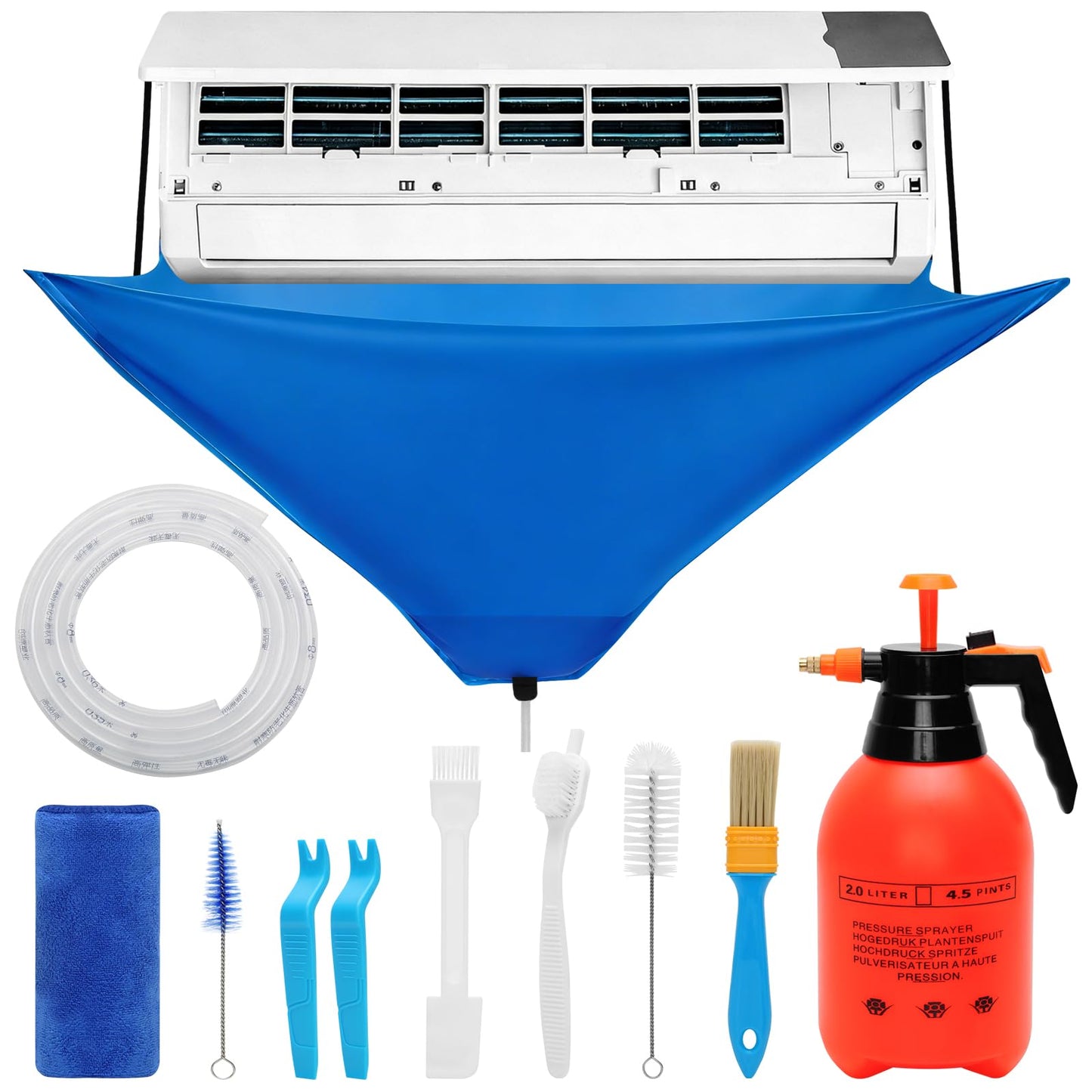 GXFEY Mini Split Cleaning Kit for Air Conditioner,Wall Mounted Air Conditioner Cleaning Tools Waterproof Cover (11pcs)