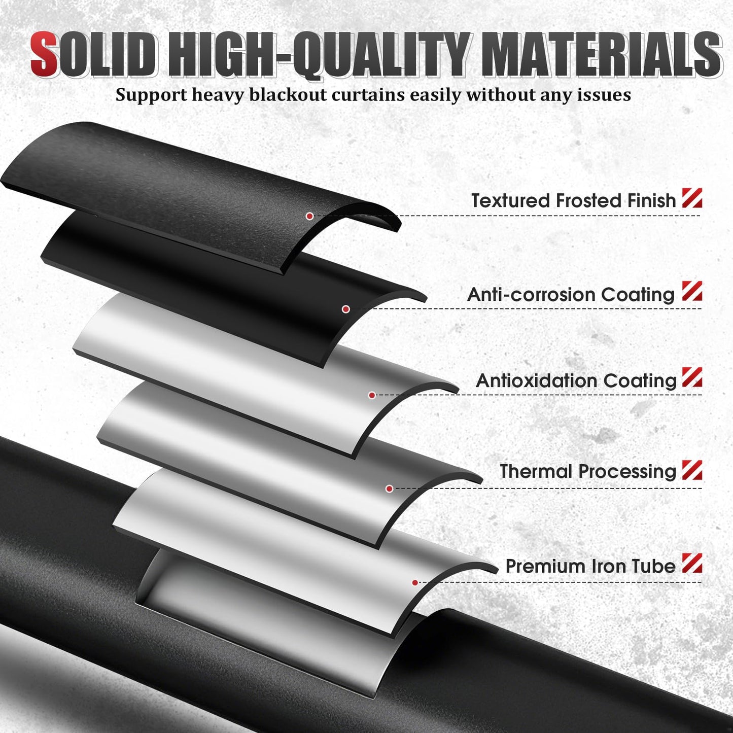 Industrial Extra Long Curtain Rods for Windows 240 Inches - 1" Heavy Duty Blackout Wrap Around Drape Rod, Ceiling Mounted Room Divider, Adjustable Matte Black Metal Pipe Rods Outdoor/Indoor