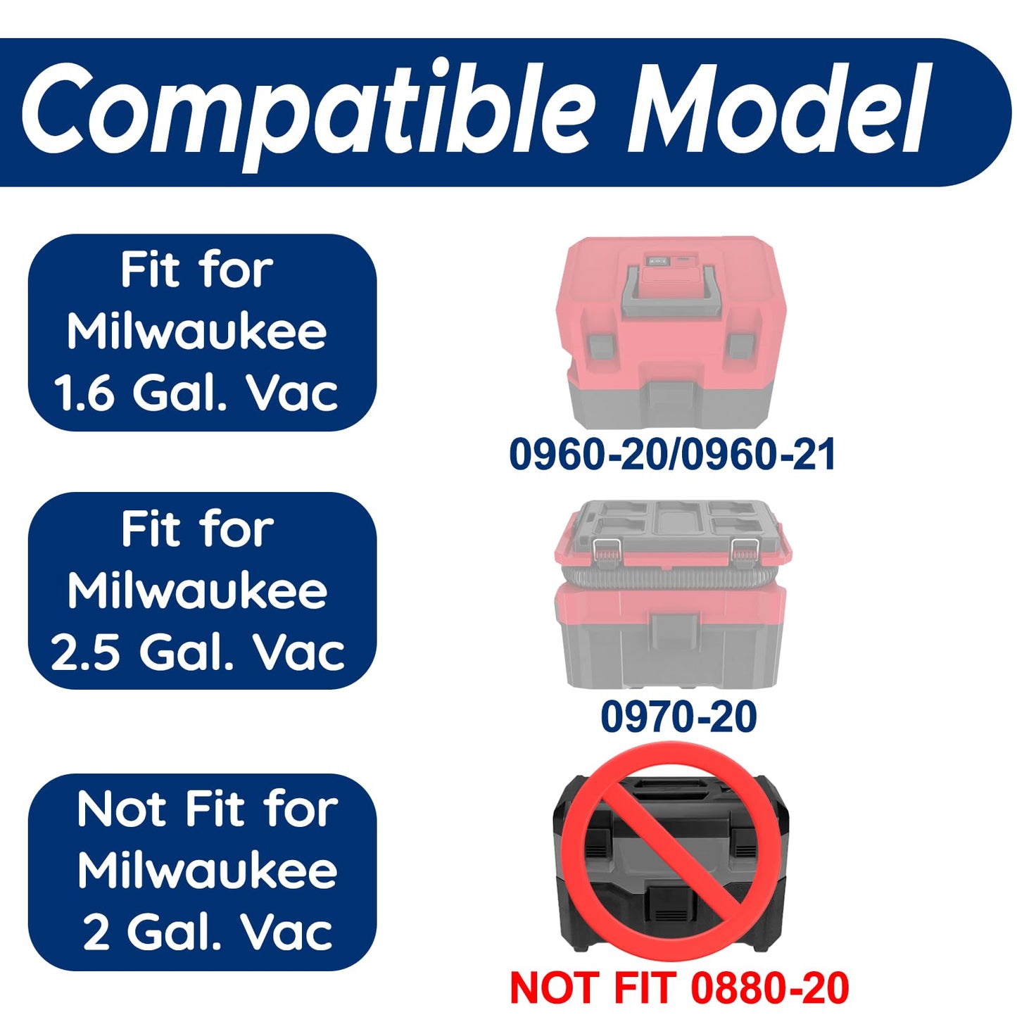 49-90-2016 Fleece Dust Bags for Milwaukee 0960-20, 0960-21 M12 FUEL 1.6 Gallon Wet/Dry Vacuum & 0970-20 M18 FUEL 2.5 Gallon Wet/Dry Vacuum, Fleece Dust Bags for M12 Fuel and M18 Fuel Vacuum-10pcs