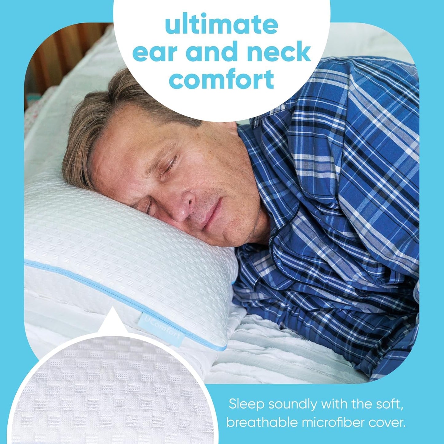 Ear Piercing Pillow for Side Sleepers alleviating Any Ear Pain and Inflammation. Small Sized 10"x18" Ear Pillow with Travel Bag, UComfort