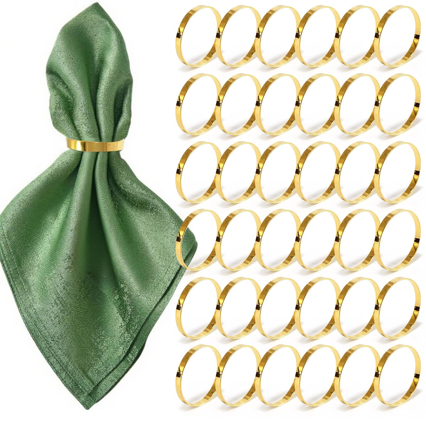 100 Pcs Gold Napkin Rings Bulk, Exquisite Round Napkin Ring Buckles, Suitable for Family Dinners, Weddings, Holiday Parties