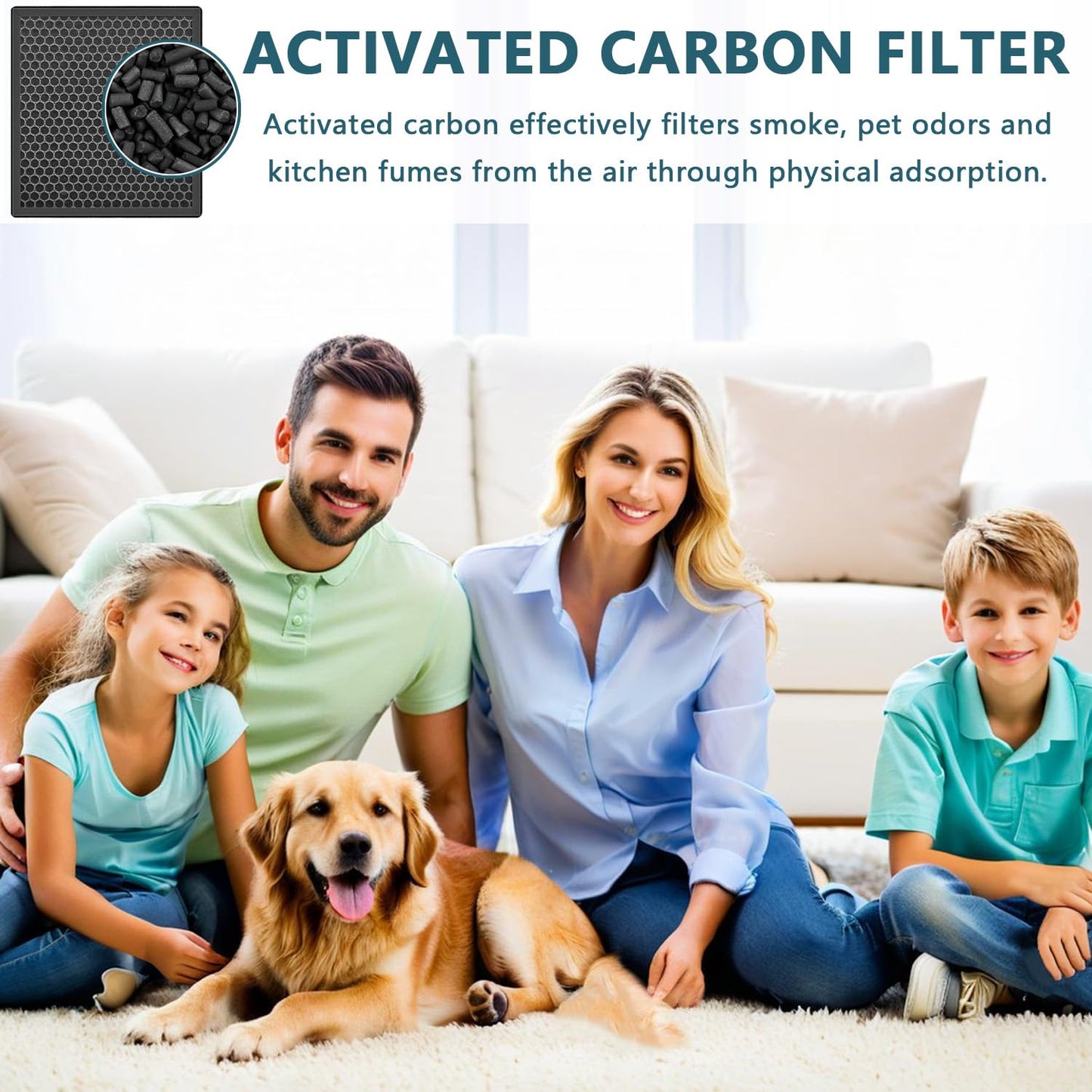 HOAXCINN H13 Replacement Air Filter Compatible with Samrado M6 Pet Air Purifier, 3 In 1, H13 High-Efficiency Activated Carbon Filter, 2-pcs