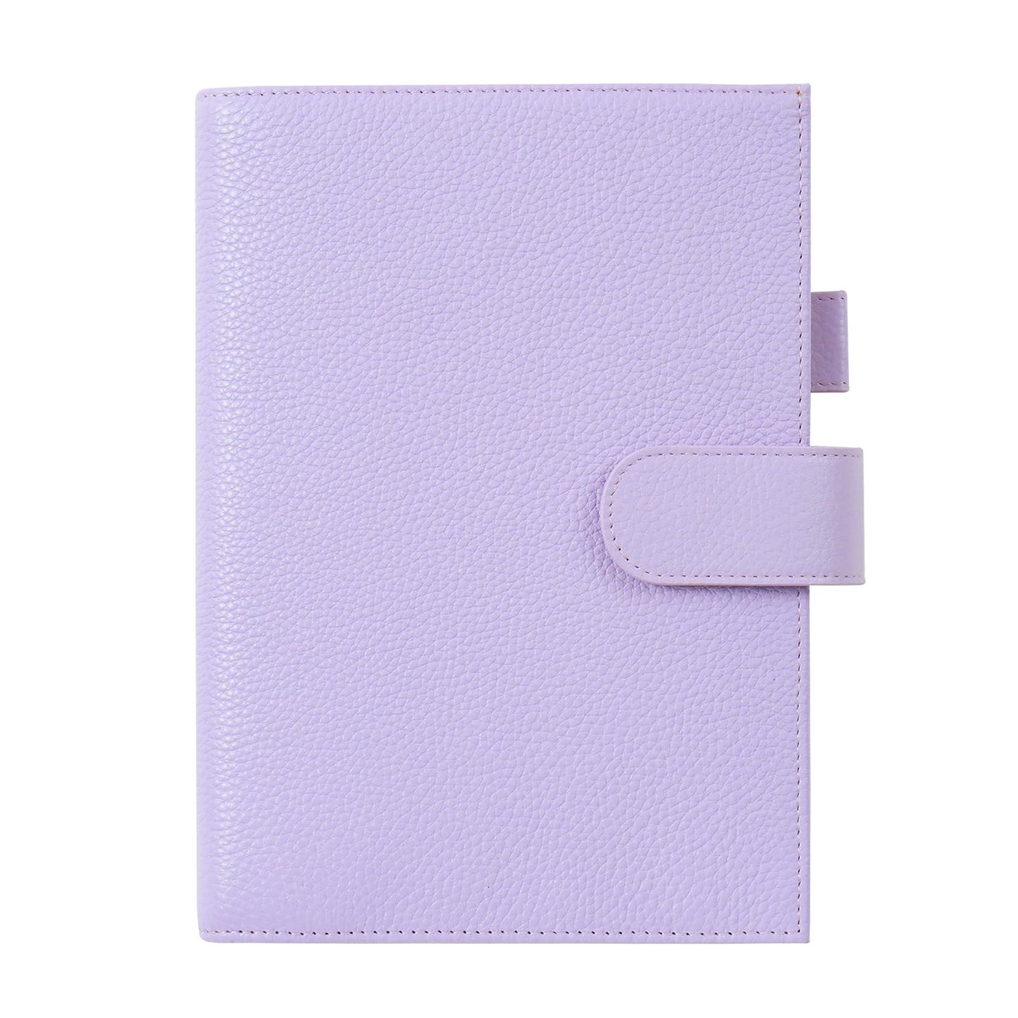 Moterm Leather A5 Notebook Cover - Fits Hobonichi Cousin, Stalogy and Midori MD Planners, with Pen Loop, Card Slots and Back Pocket (Pebbled-Lavender)