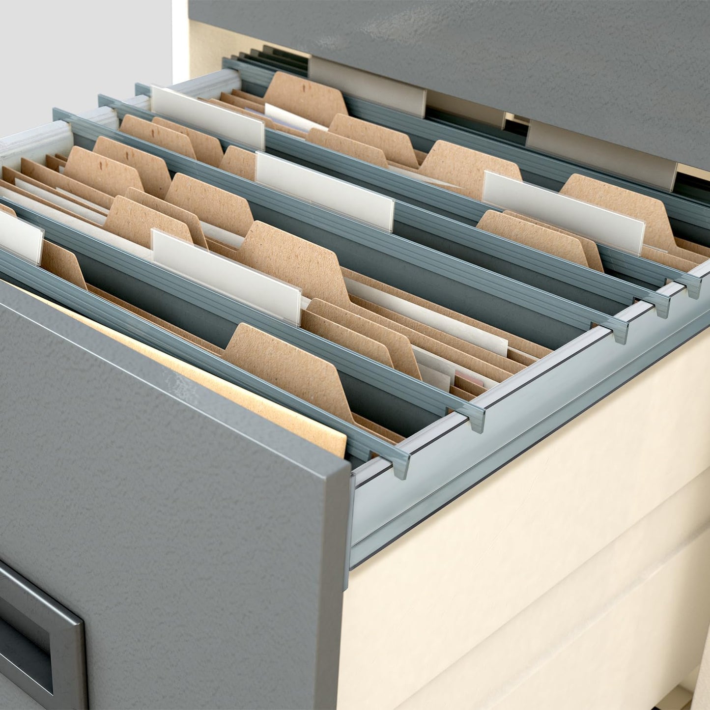 Dinifee 8 Pack Front-to-Back File Drawer Rails for Hanging File Cabinet Drawer Inside Bar Rails Cabinet Parts (Silver)