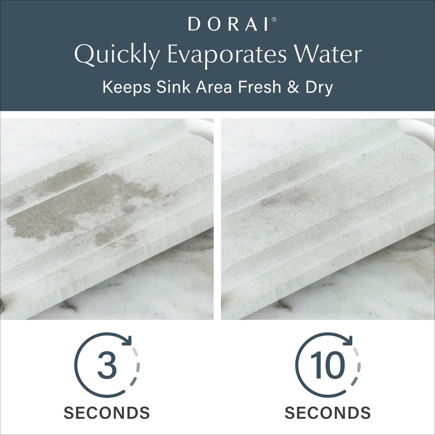 Dorai Home Stone Kitchen Sink Caddy - Diatomaceous Earth Sink Tray with Stainless Steel Feet, Water-Absorbing Countertop Organizer for Kitchen or Bathroom - Sandstone