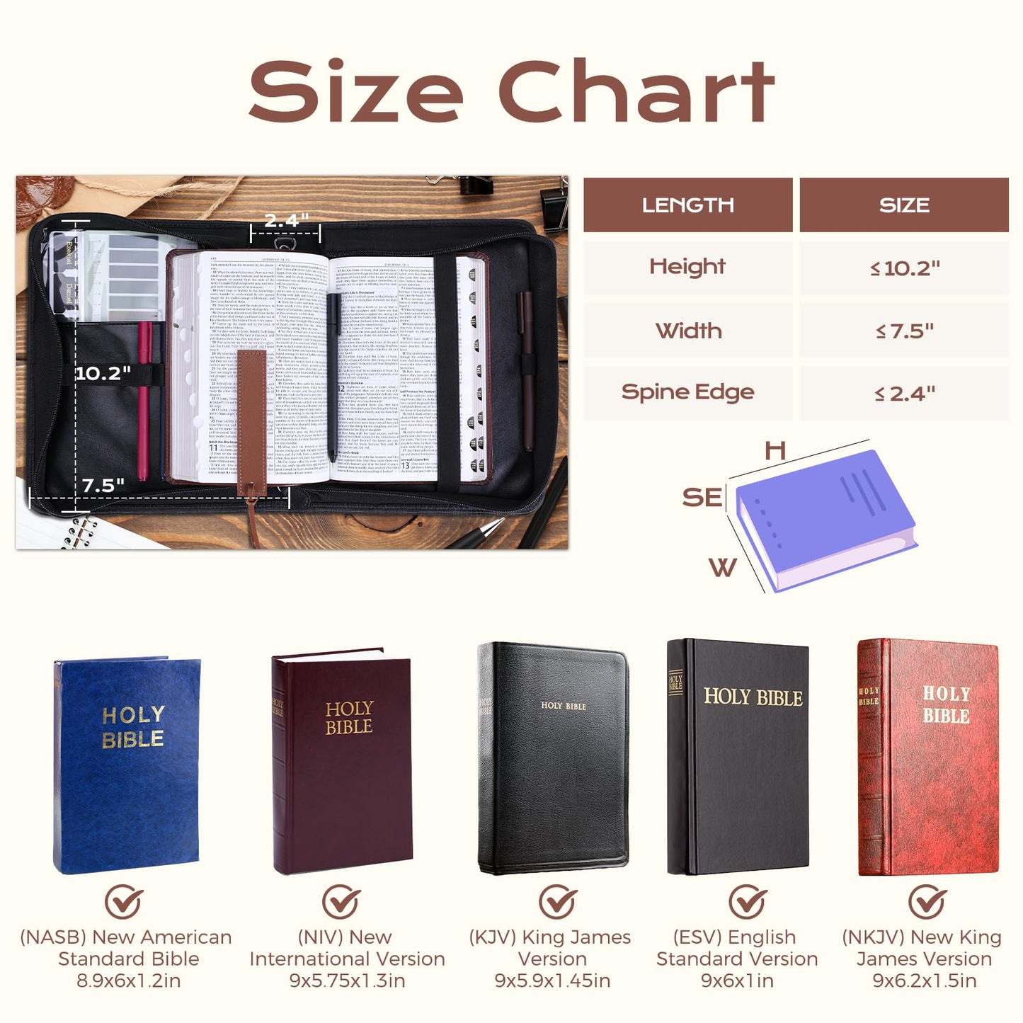XKDOUS 20 Pcs Bible Case Set with Tabs, Pens, Study Supplies Carrier Holder Portable Men's Bible Bag Church Book Leather Cover Father Day Christian Gift for Dad, Mom, Men, Women