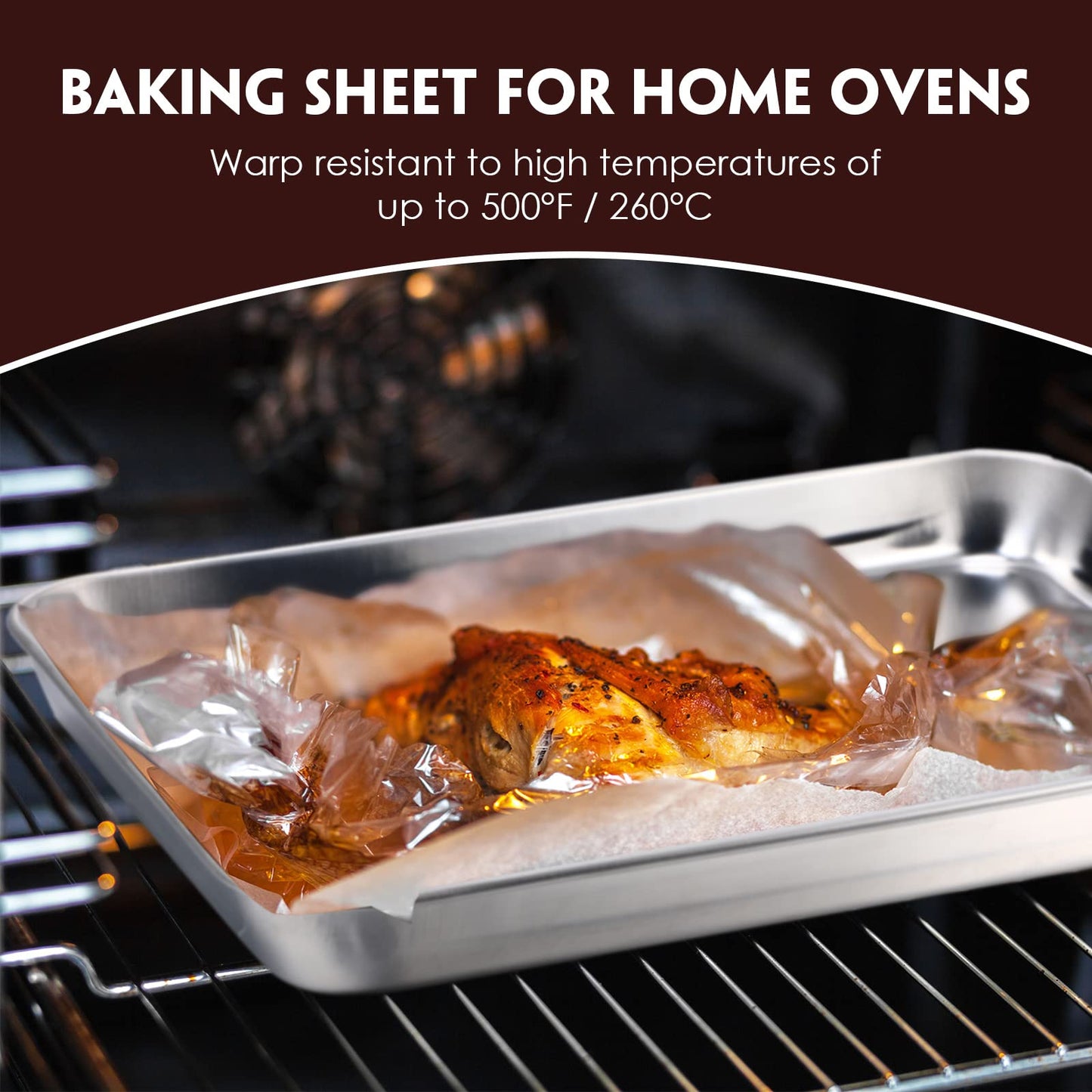 Zopeal 12 Pcs Metal Serving Trays for Food,Baking Sheet Pan Stainless Steel Small Nonstick Cookie Sheet Set Quarter Baking Pan,Toaster Oven and Dishwasher Safe(10 x 8 x 1 Inch)