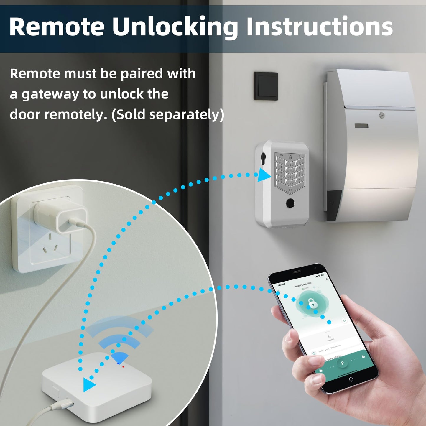 KENRONE Smart Key Lock Box,Outdoor Wall Mount Key Boxs, Fingerprint Password and APP Remote Unlocking, Security Key Safe for Business Owners, Realtors and Hosts (Silver)