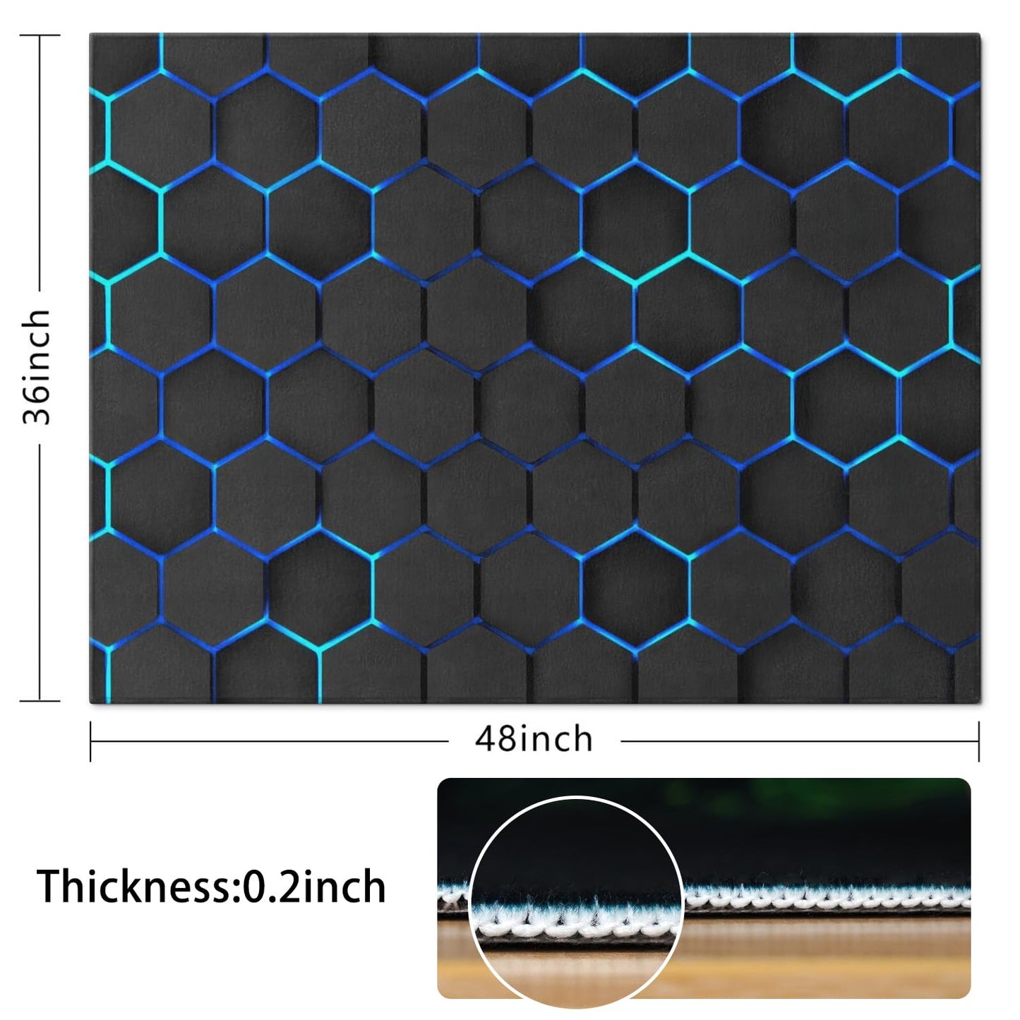 Gaming Chair Mat for Carpet Hardwood Tile Floor,36"x48" Gamer Rugs for Game Room, Under Desk Non Slip Gamer Rug,Low-Pile Game Room Rug,Rubber Backing Large Gaming Chair Floor Mat,Green Honeycomb
