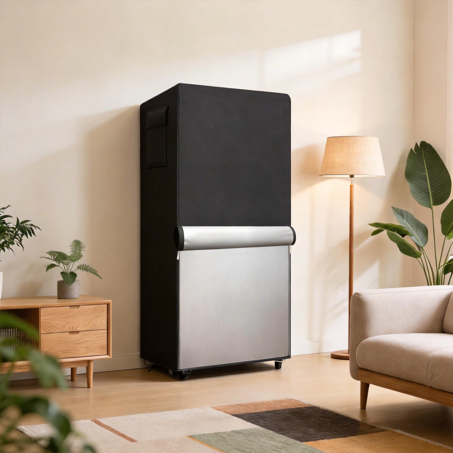 Dalema Outdoor Refrigerator Cover,600D Heavy Duty 100% Waterproof Upright Freezer Cover,Outside Stand Up Fridge Covers.Front Can Be Rolled-Up by Zippers.(Black,33" W x 33" D x 67" H)