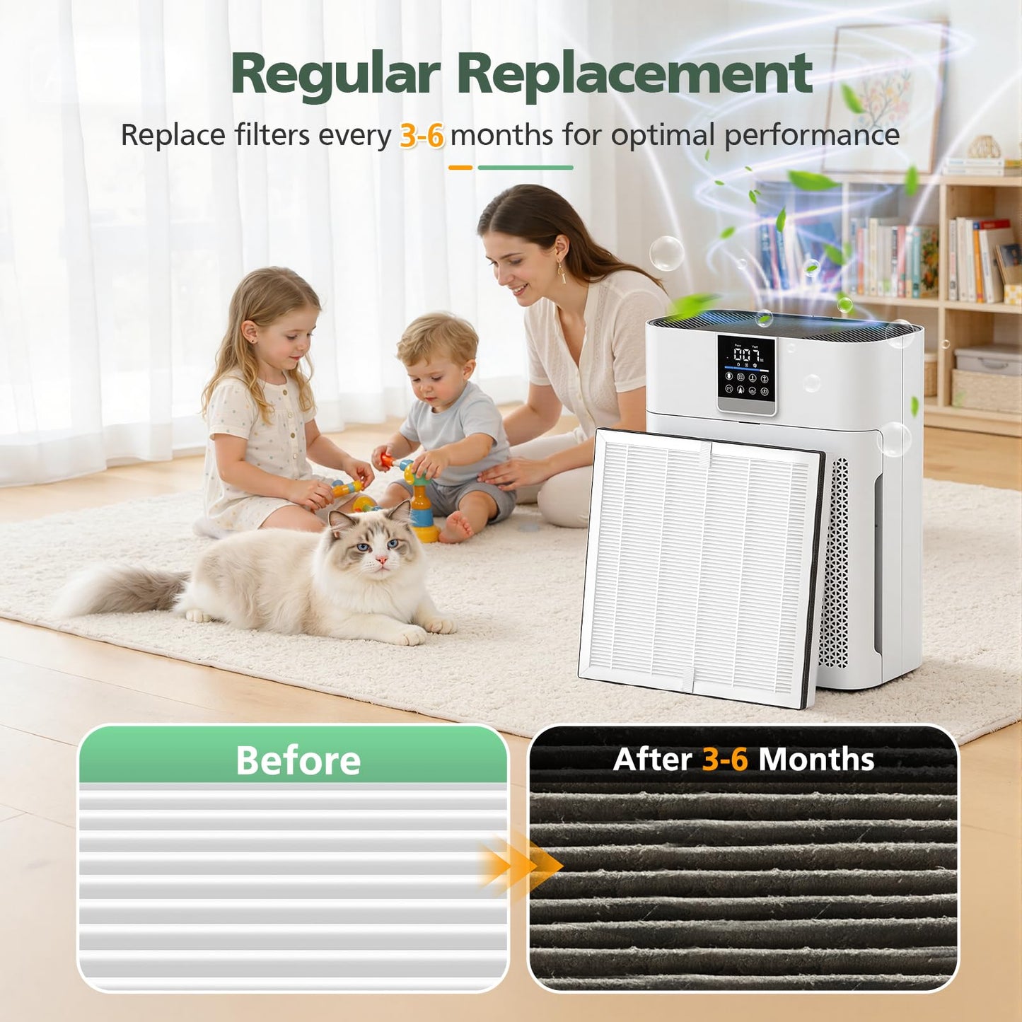 AP2410 Replacement Filter Compatible with DBFIT AP2410 Air Purifi-er, HEPA Air Filter and Activated Carbon Filter for Dust Pets Pollen Smoke, 2 Pack(White)